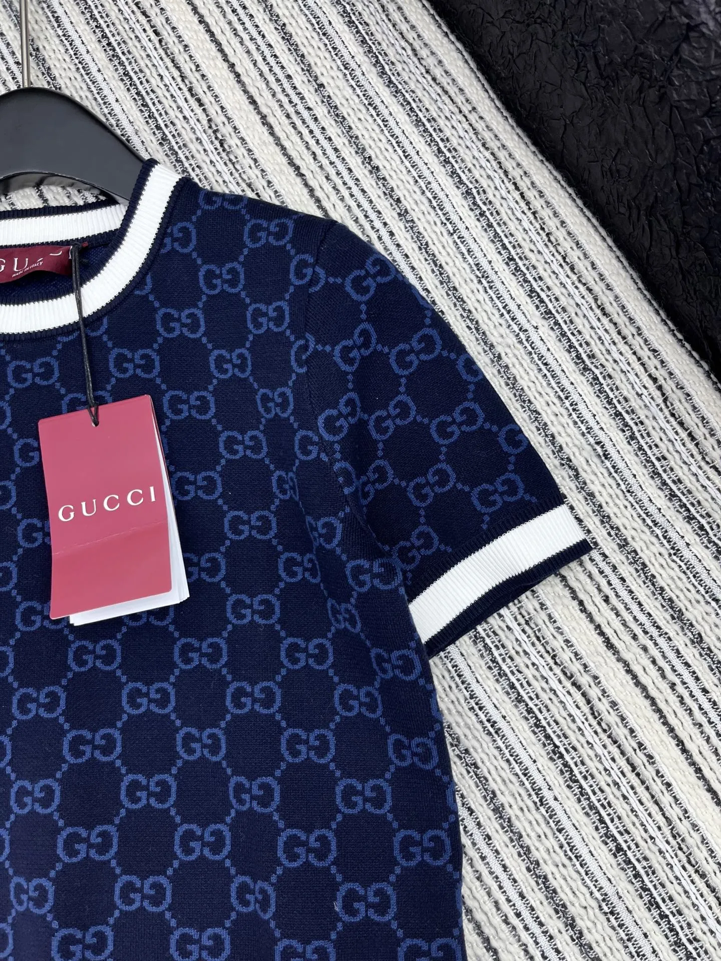 Gucci新作半袖ニットトップスブルー - 画像 (4)