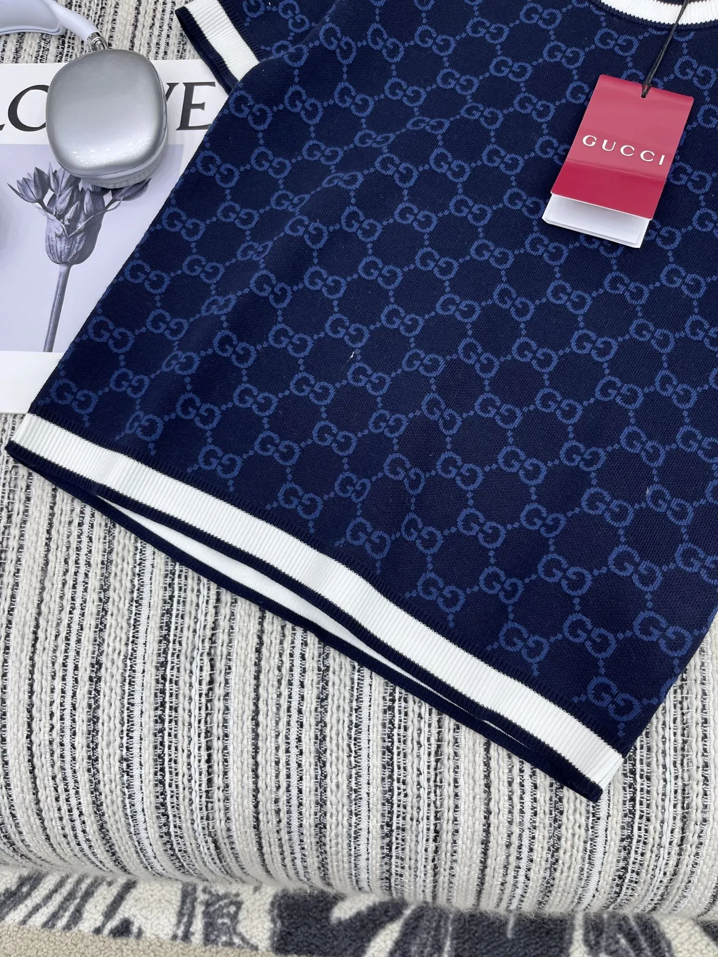 Gucci新作半袖ニットトップスブルー - 画像 (5)