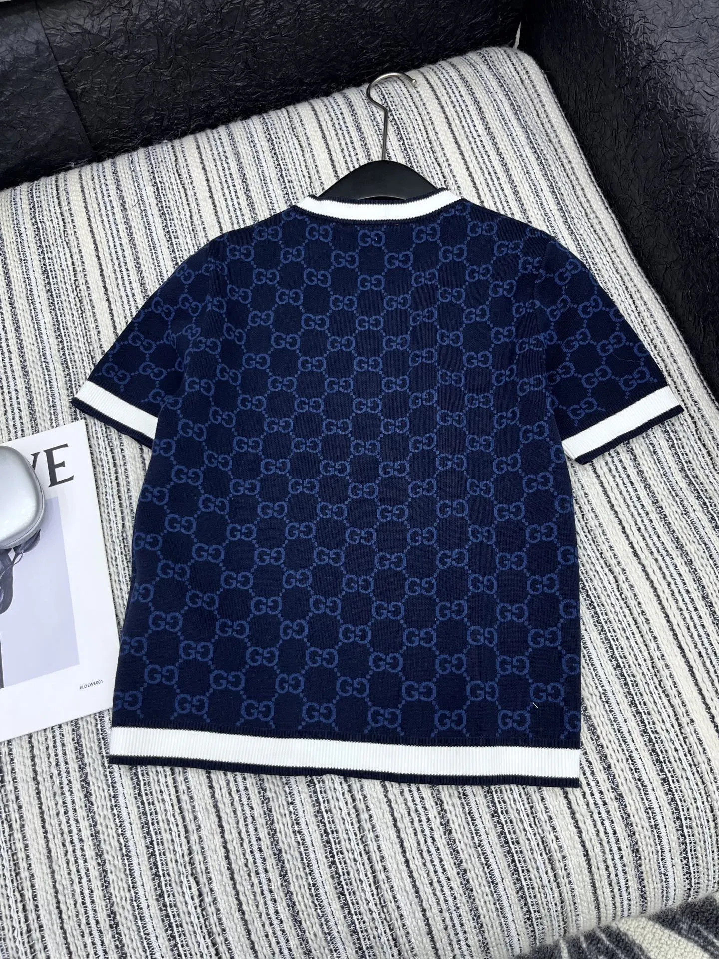 Gucci新作半袖ニットトップスブルー - 画像 (6)