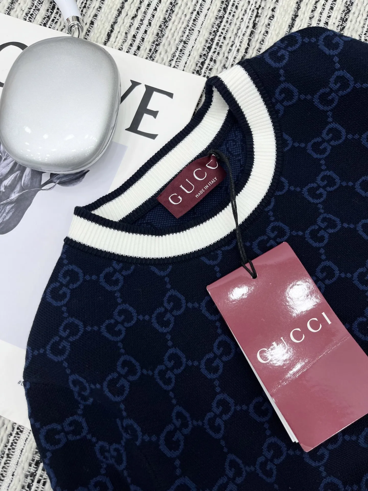 Gucci新作半袖ニットトップスブルー - 画像 (7)