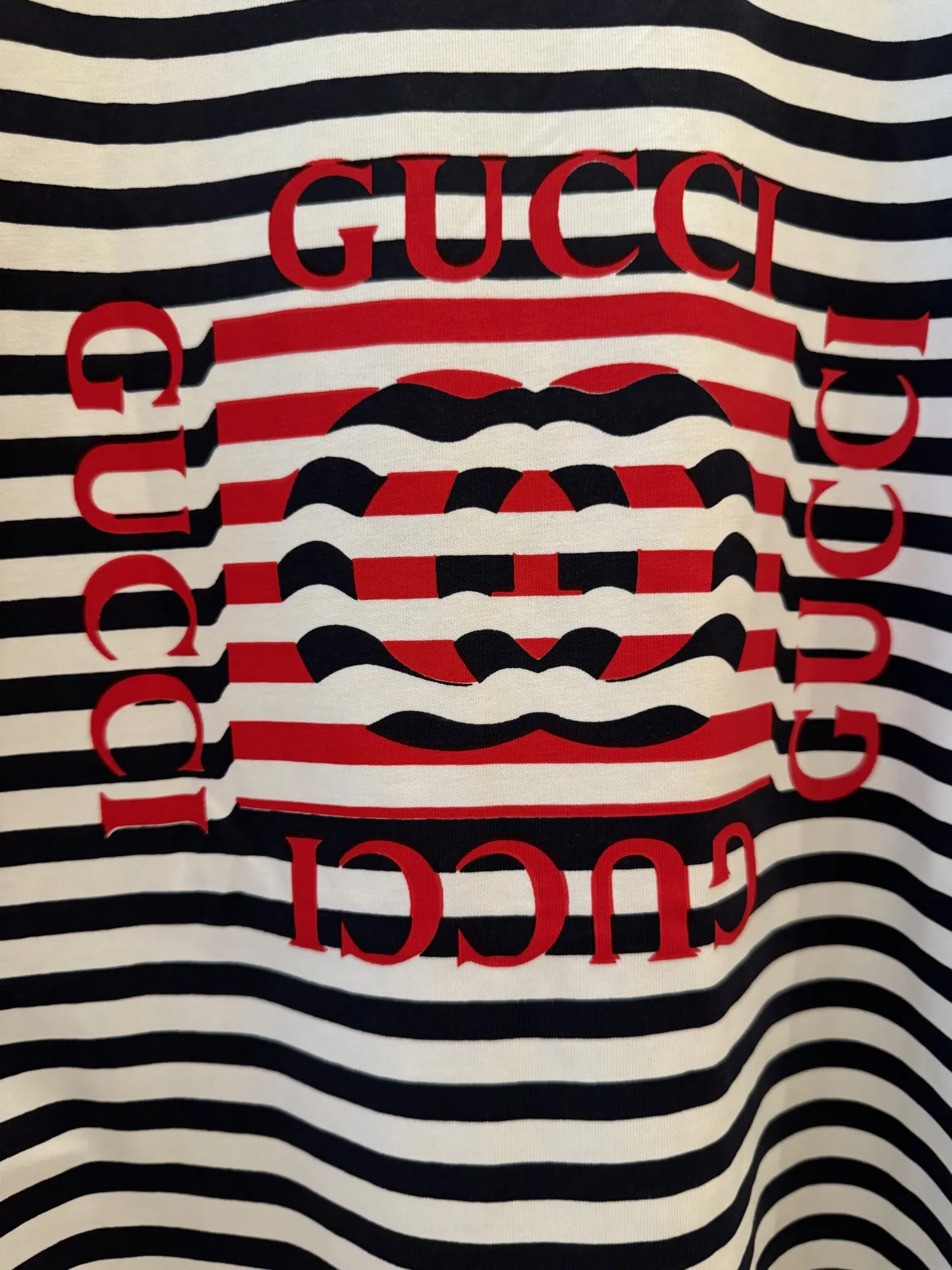 Gucci新作黒ストライププリント半袖Tシャツ - 画像 (7)