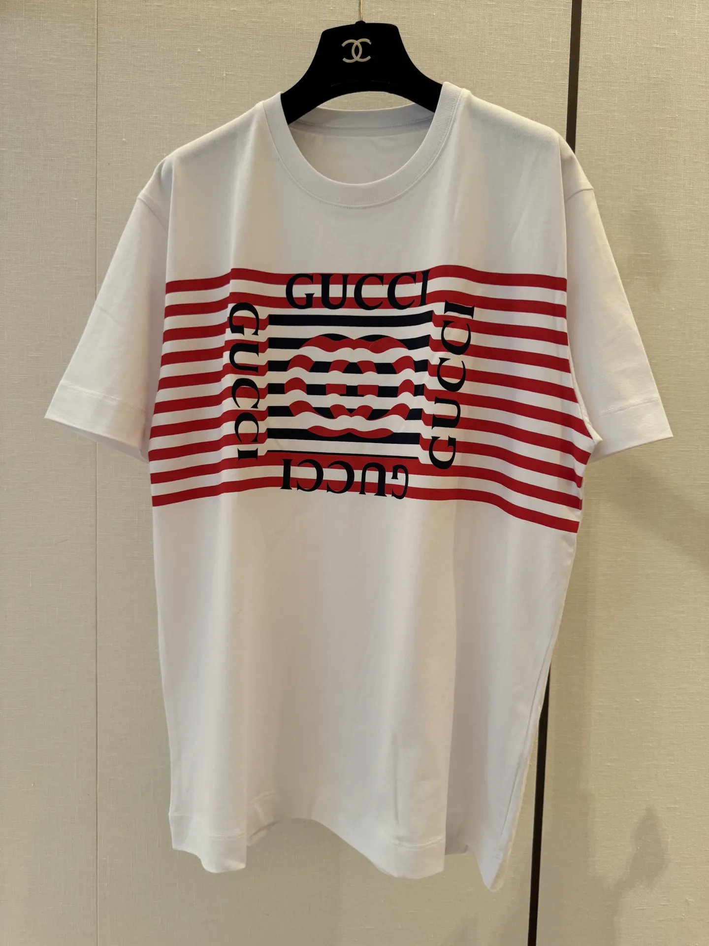 Gucci新作白ストライププリント半袖Tシャツ - 画像 (5)