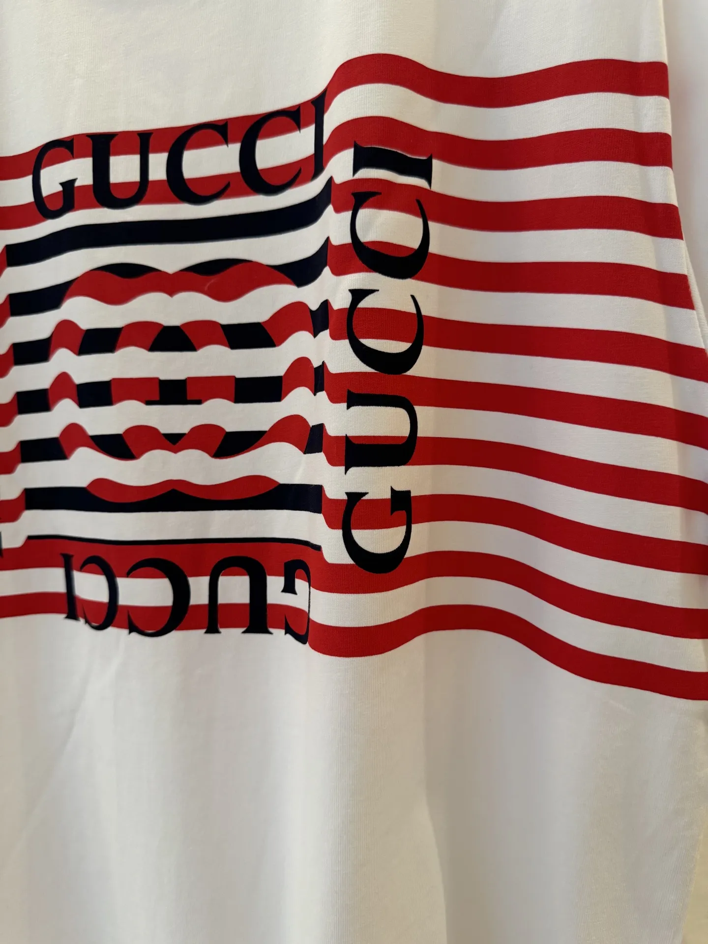Gucci新作白ストライププリント半袖Tシャツ - 画像 (7)