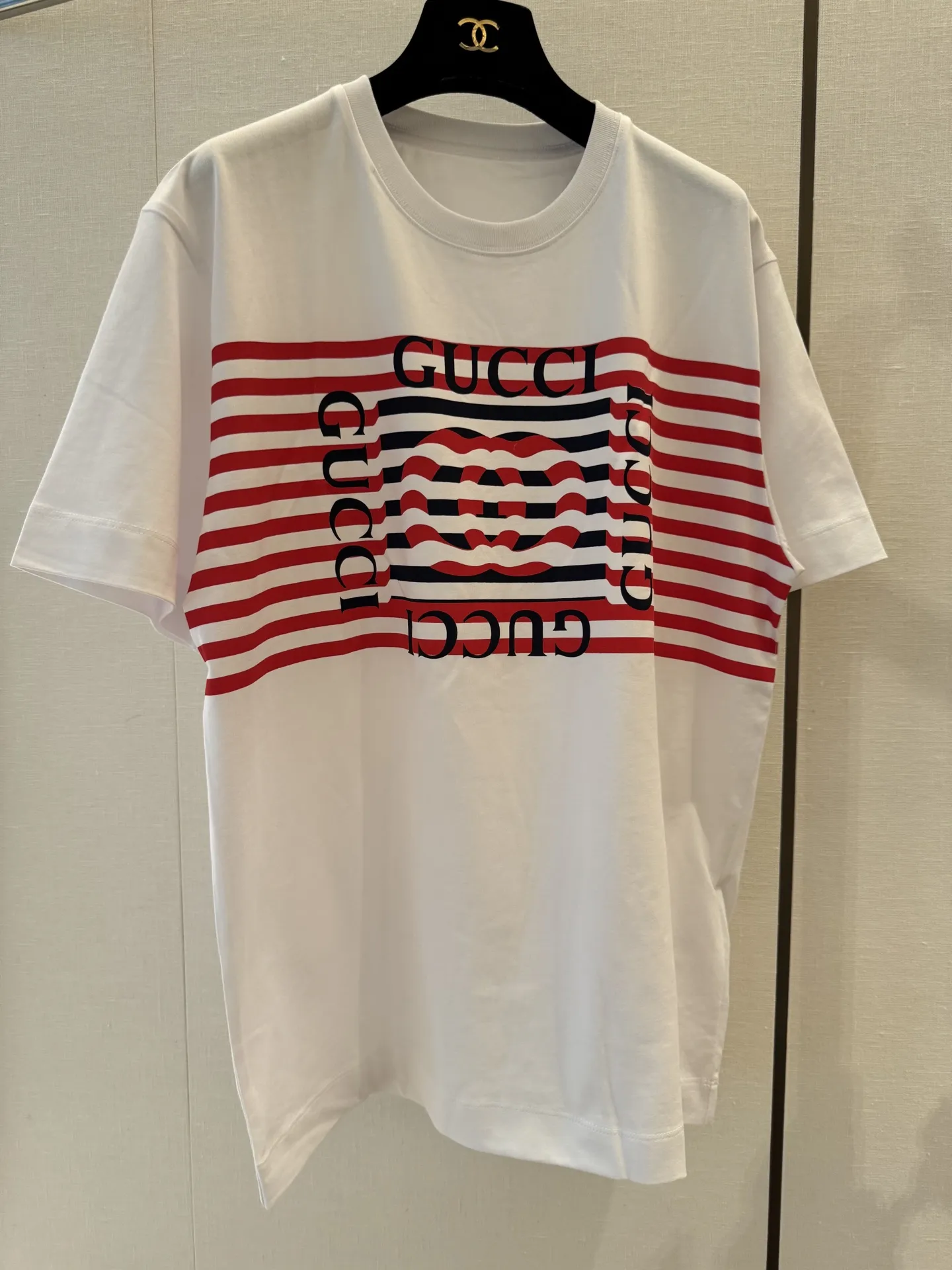 Gucci新作白ストライププリント半袖Tシャツ - 画像 (8)