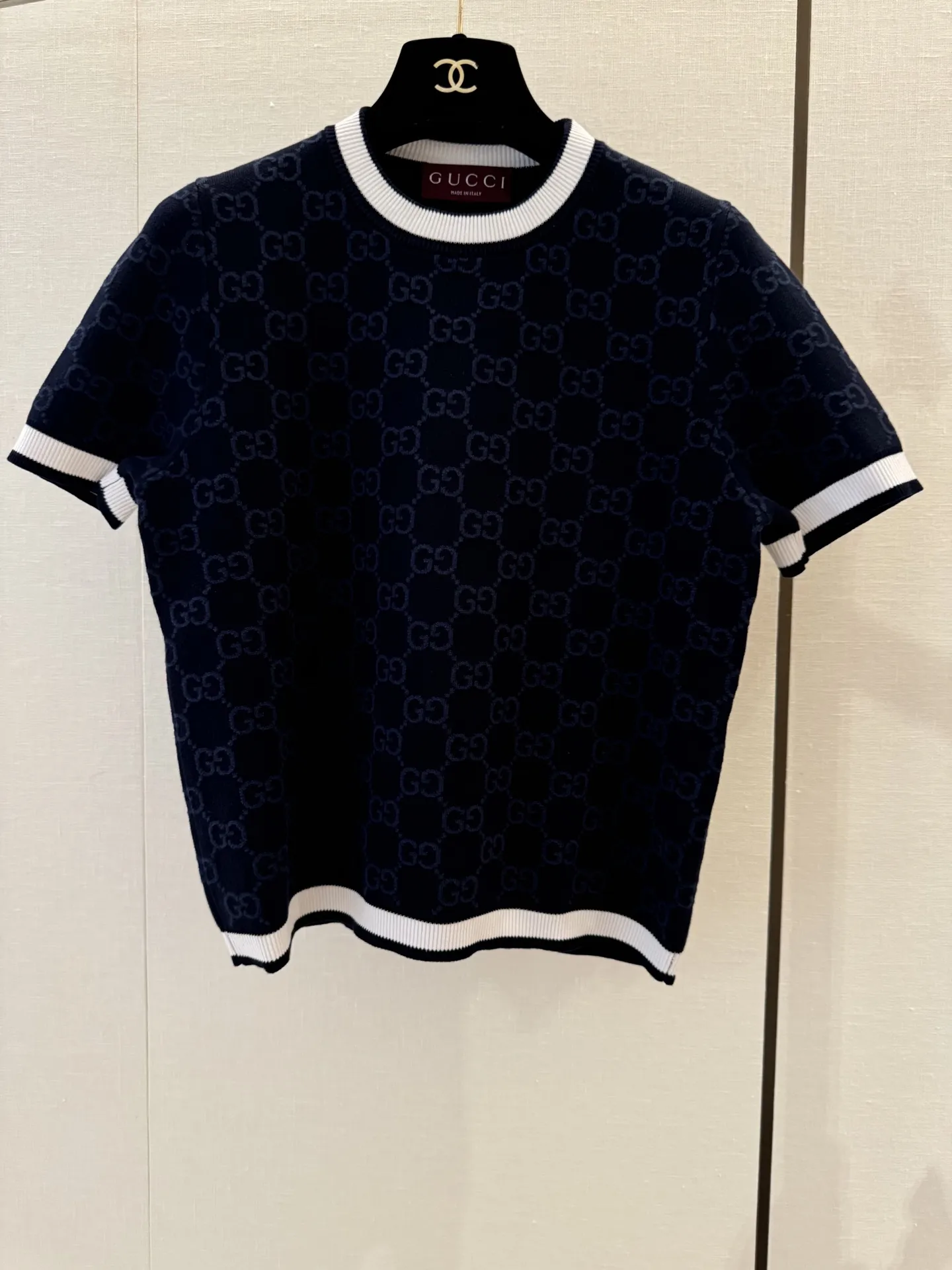 GUCCI新作黒編み物トップス半袖Tシャツ