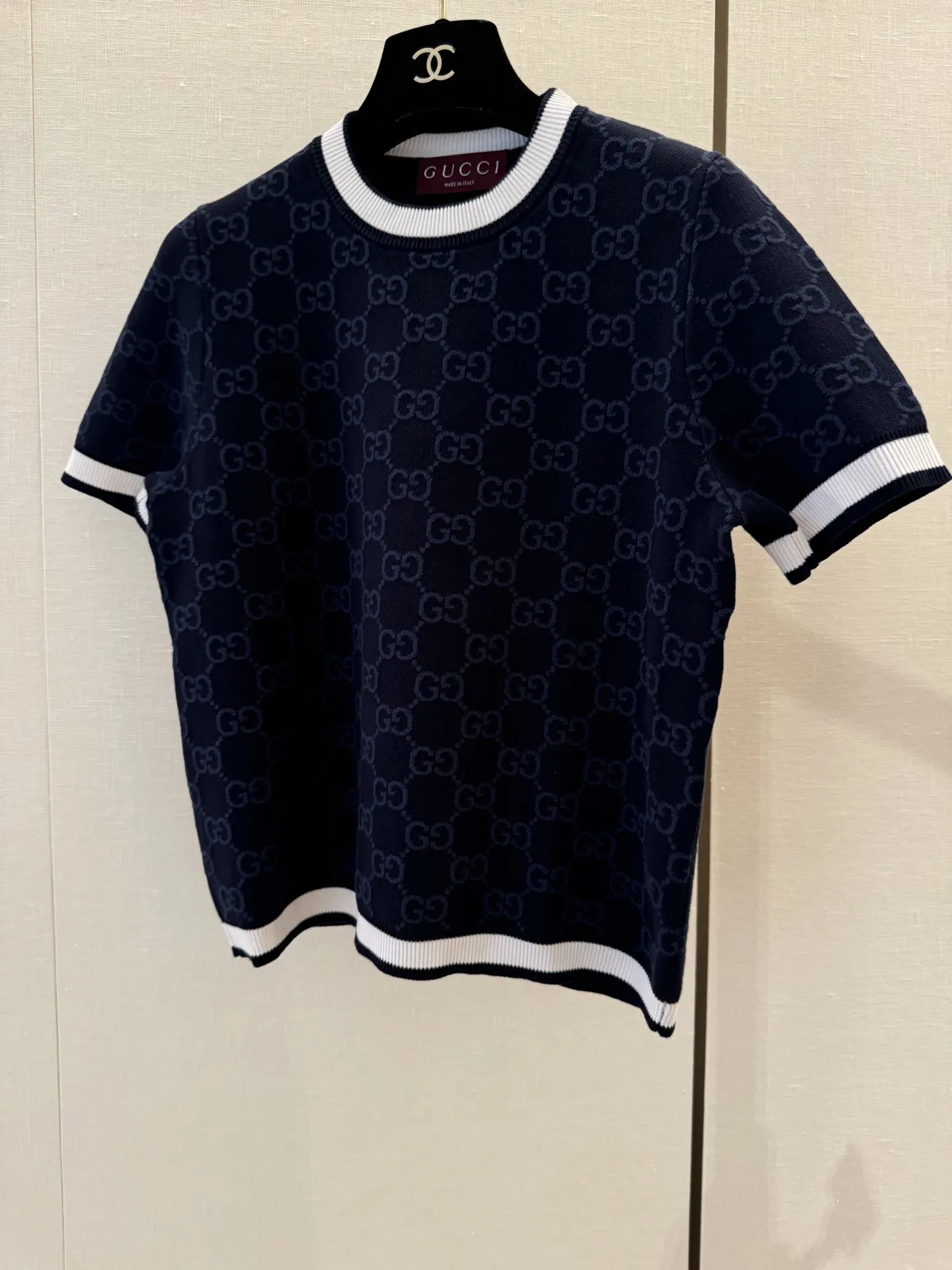GUCCI新作黒編み物トップス半袖Tシャツ - 画像 (4)