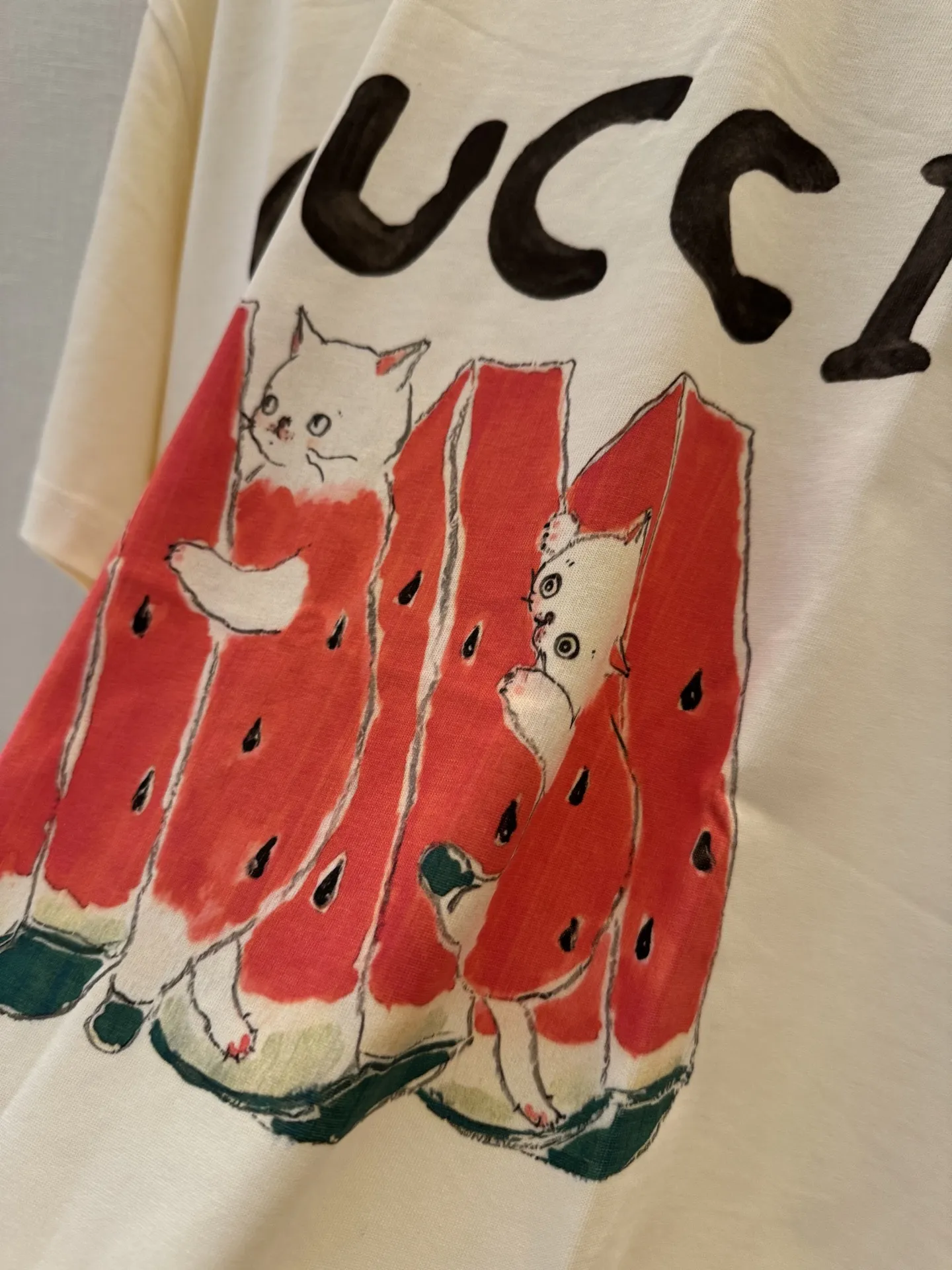Gucci新作フルーツプリント半袖Tシャツ白 - 画像 (4)
