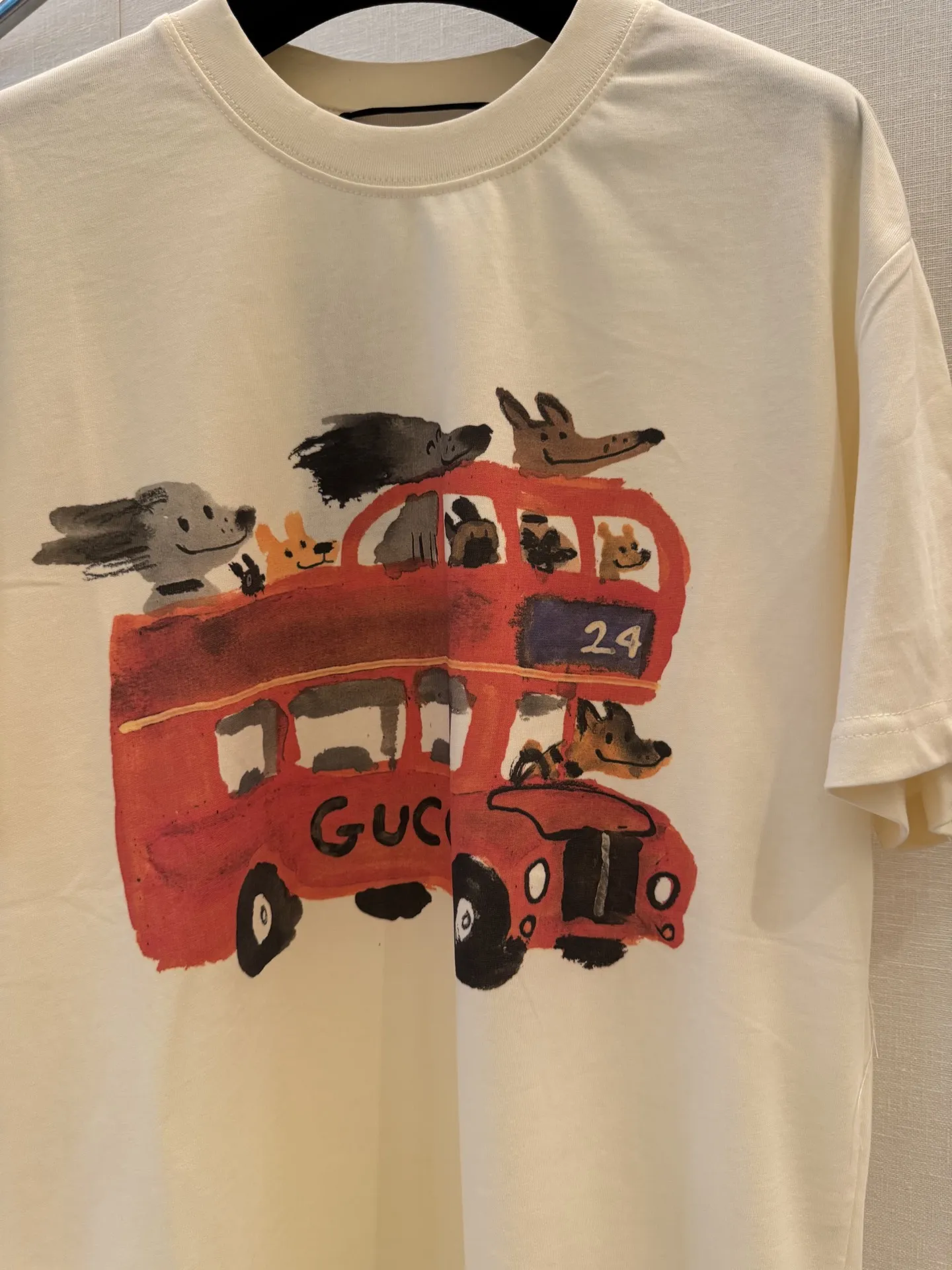 Gucci新作バスカートゥーン半袖Tシャツ白 - 画像 (4)