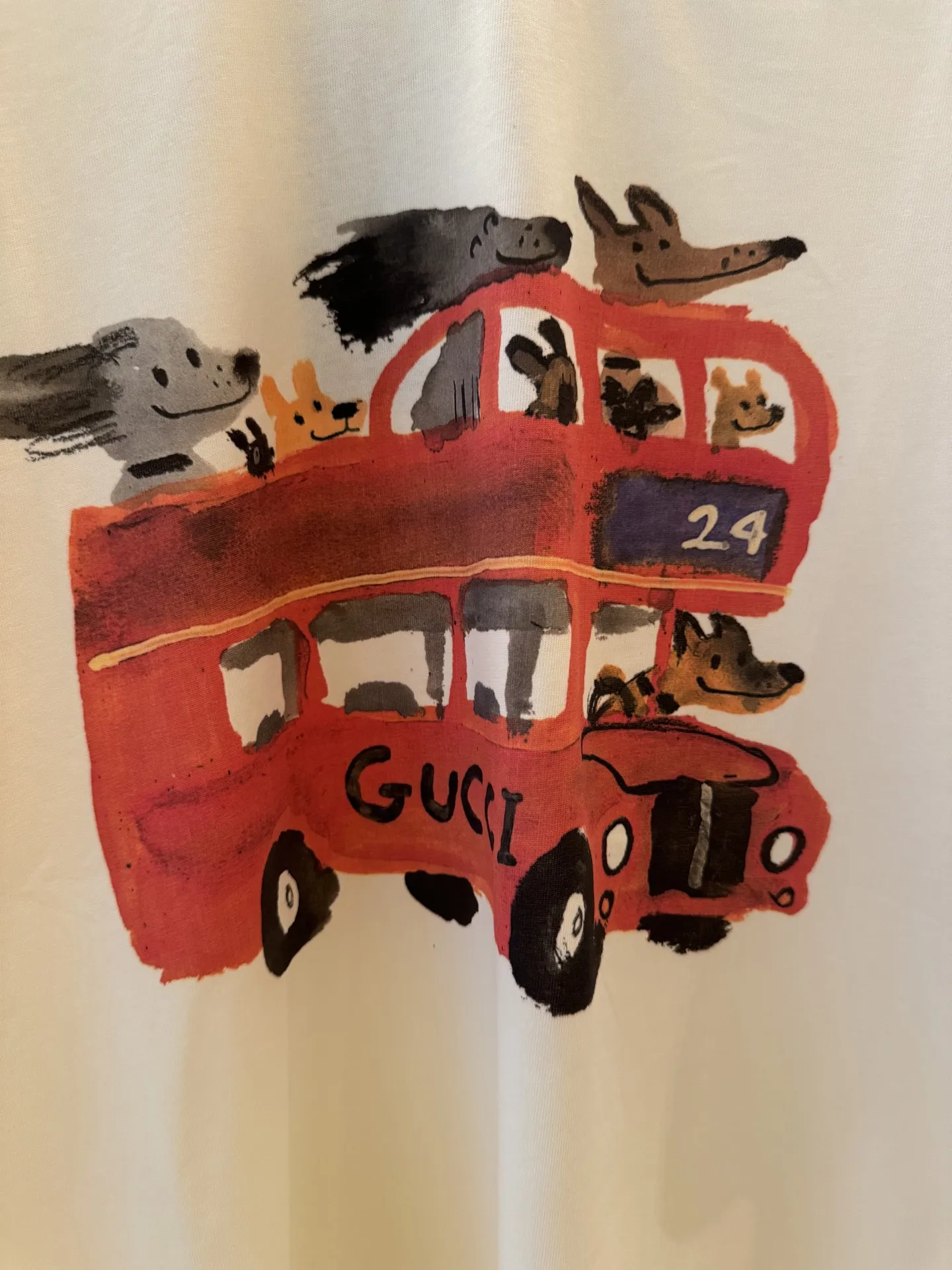 Gucci新作バスカートゥーン半袖Tシャツ白 - 画像 (5)