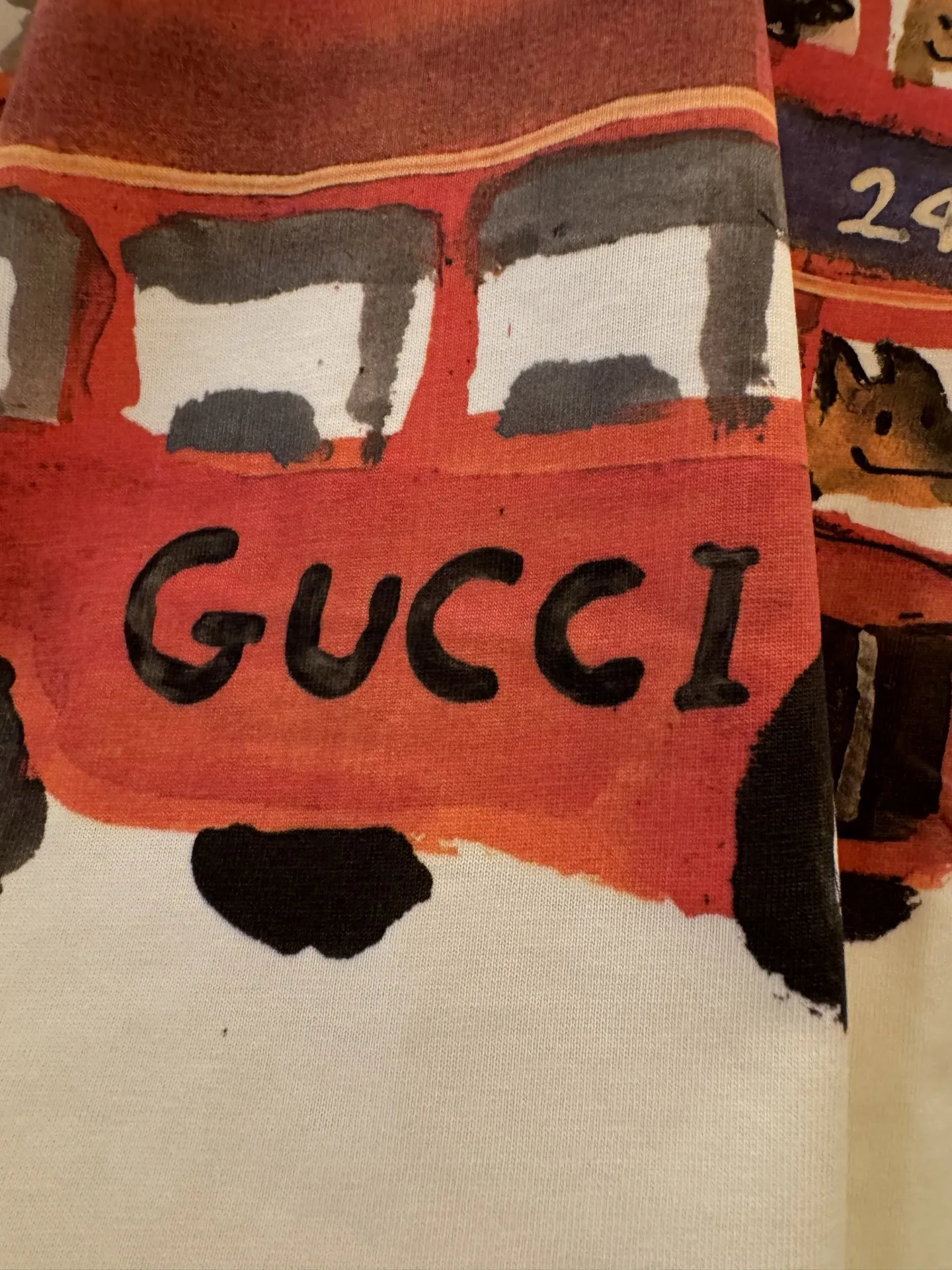 Gucci新作バスカートゥーン半袖Tシャツ白 - 画像 (7)