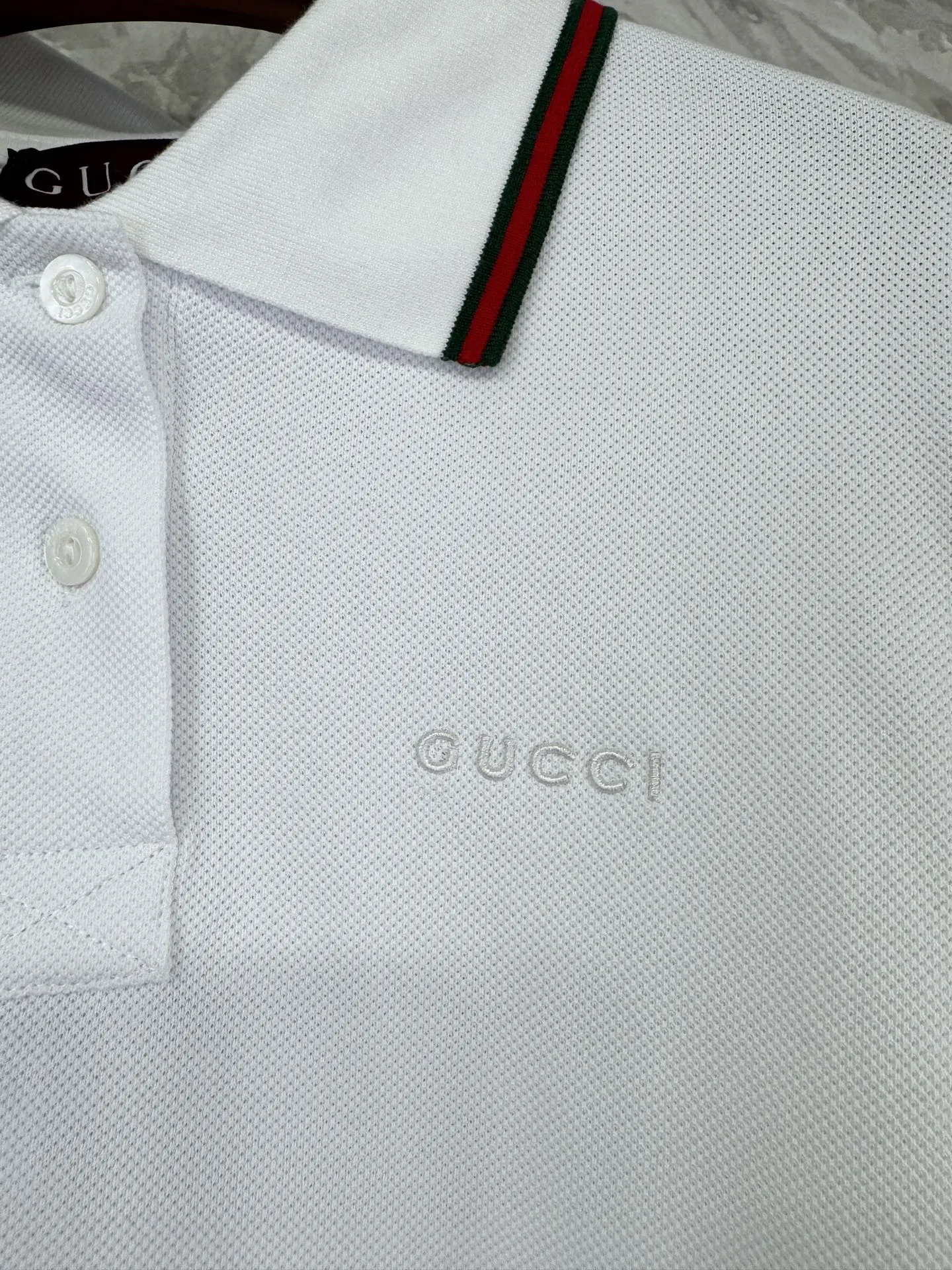 Gucci新作白ストライプ半袖ポロTシャツ - 画像 (6)
