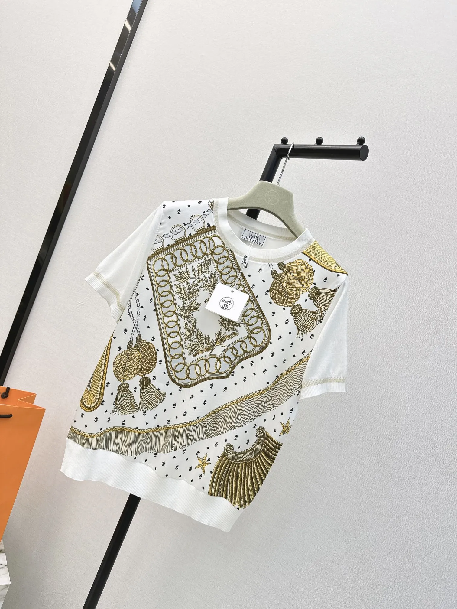 Hermes 24Ss 新作白プリント半袖Tシャツ - 画像 (3)