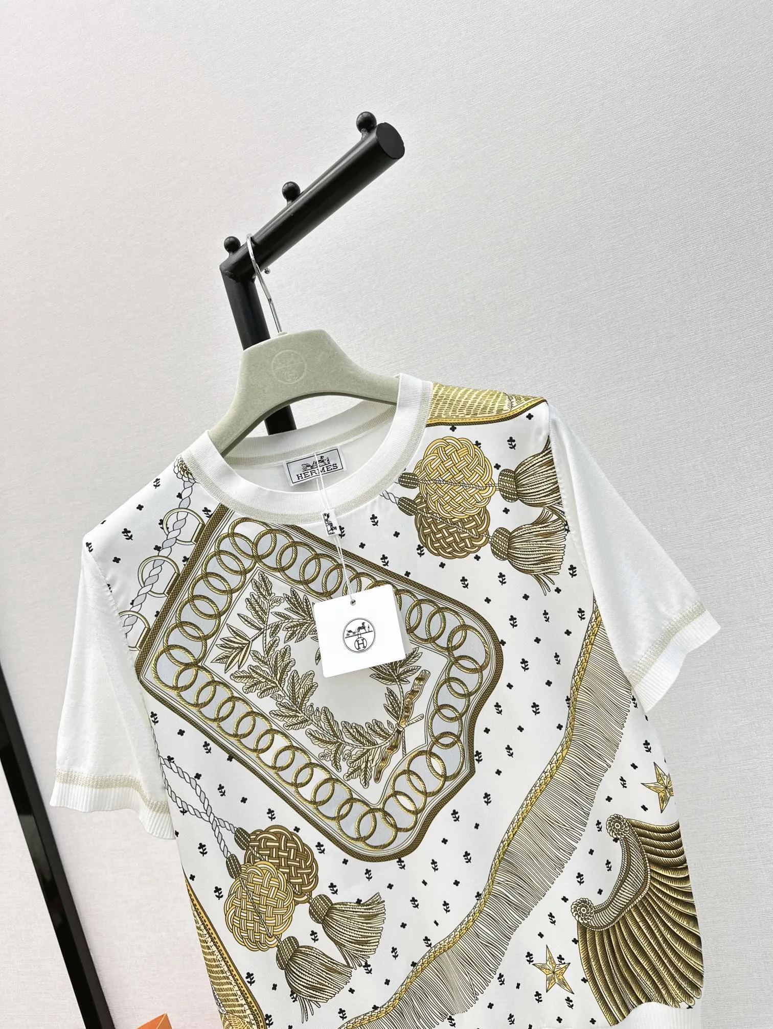 Hermes 24Ss 新作白プリント半袖Tシャツ - 画像 (4)