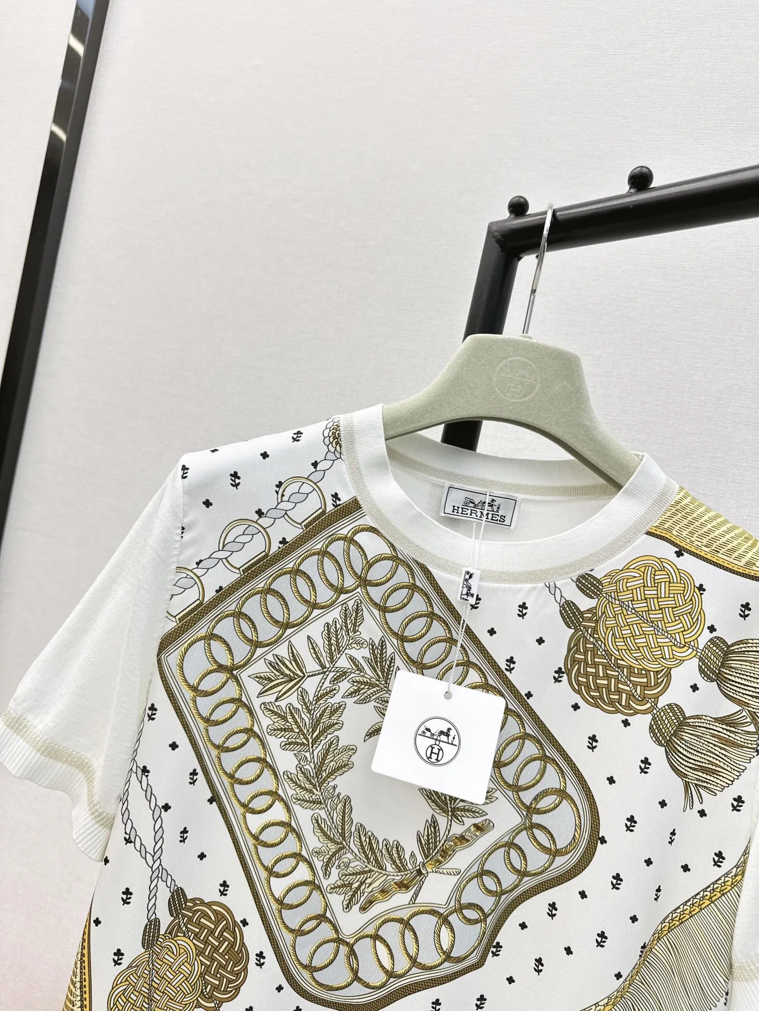 Hermes 24Ss 新作白プリント半袖Tシャツ - 画像 (5)