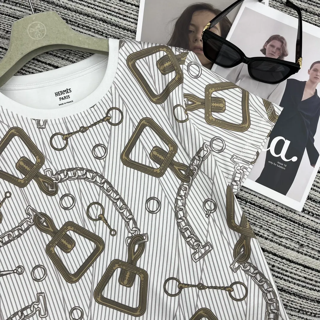 Her*チェーンプリント半袖Tシャツ新作白 - 画像 (6)