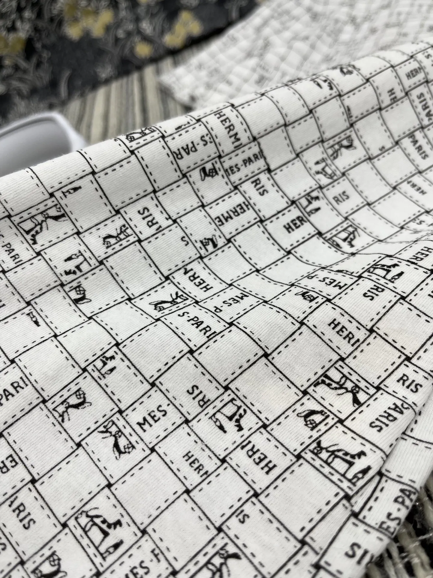 Hermes新作プリント半袖Tシャツ白ストライプ - 画像 (6)