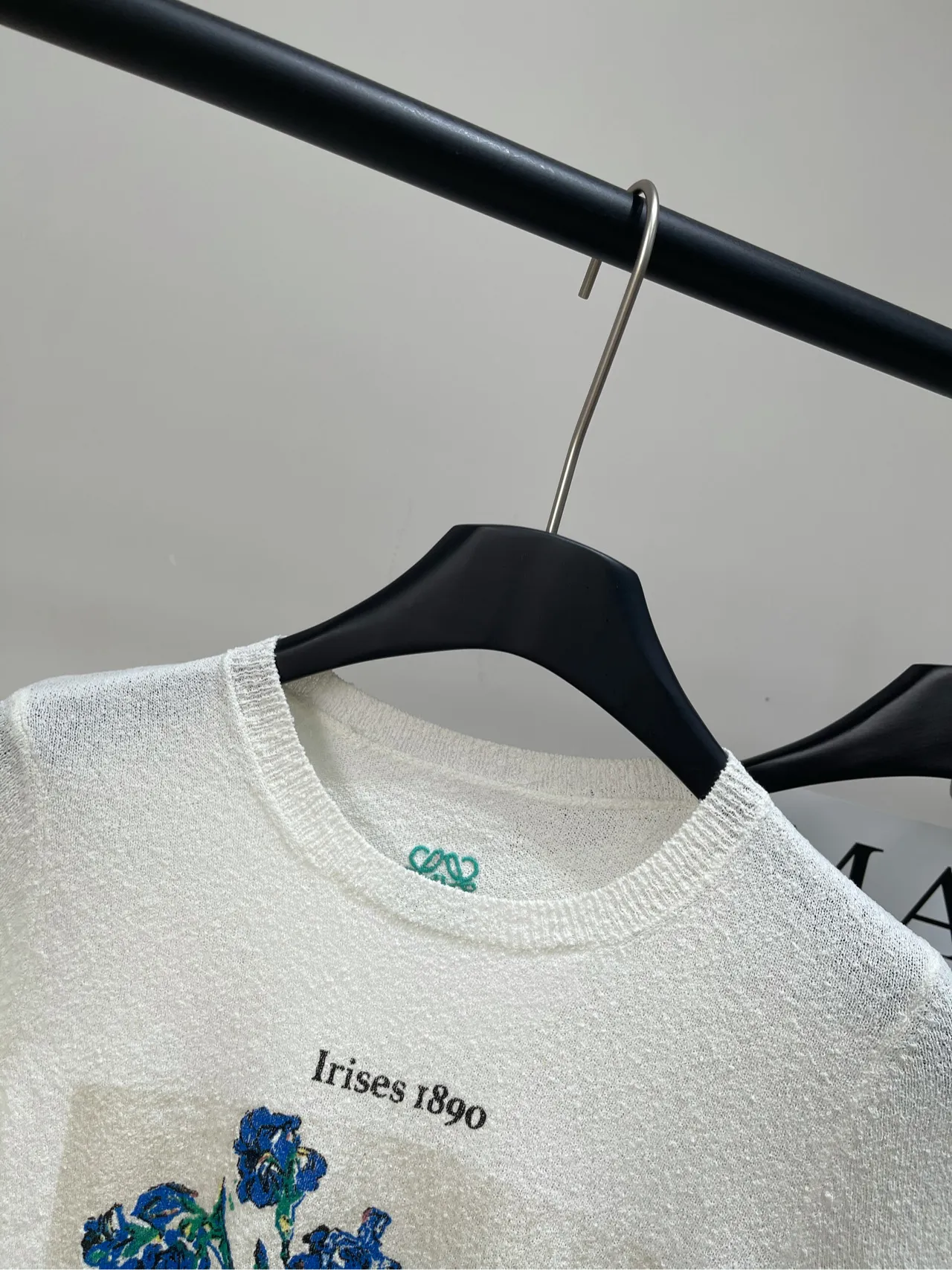 loewe白色鸢尾花編み物半袖Tシャツ - 画像 (3)