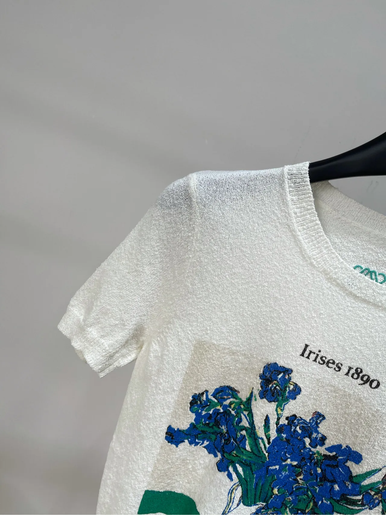 loewe白色鸢尾花編み物半袖Tシャツ - 画像 (4)