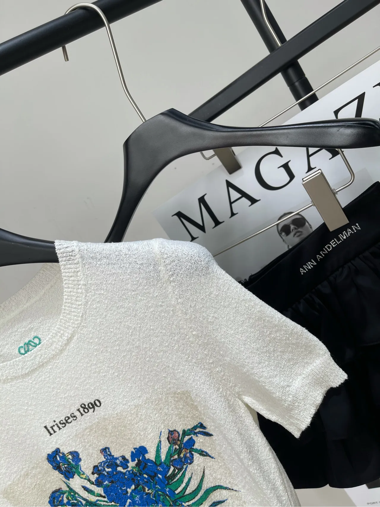 loewe白色鸢尾花編み物半袖Tシャツ - 画像 (5)