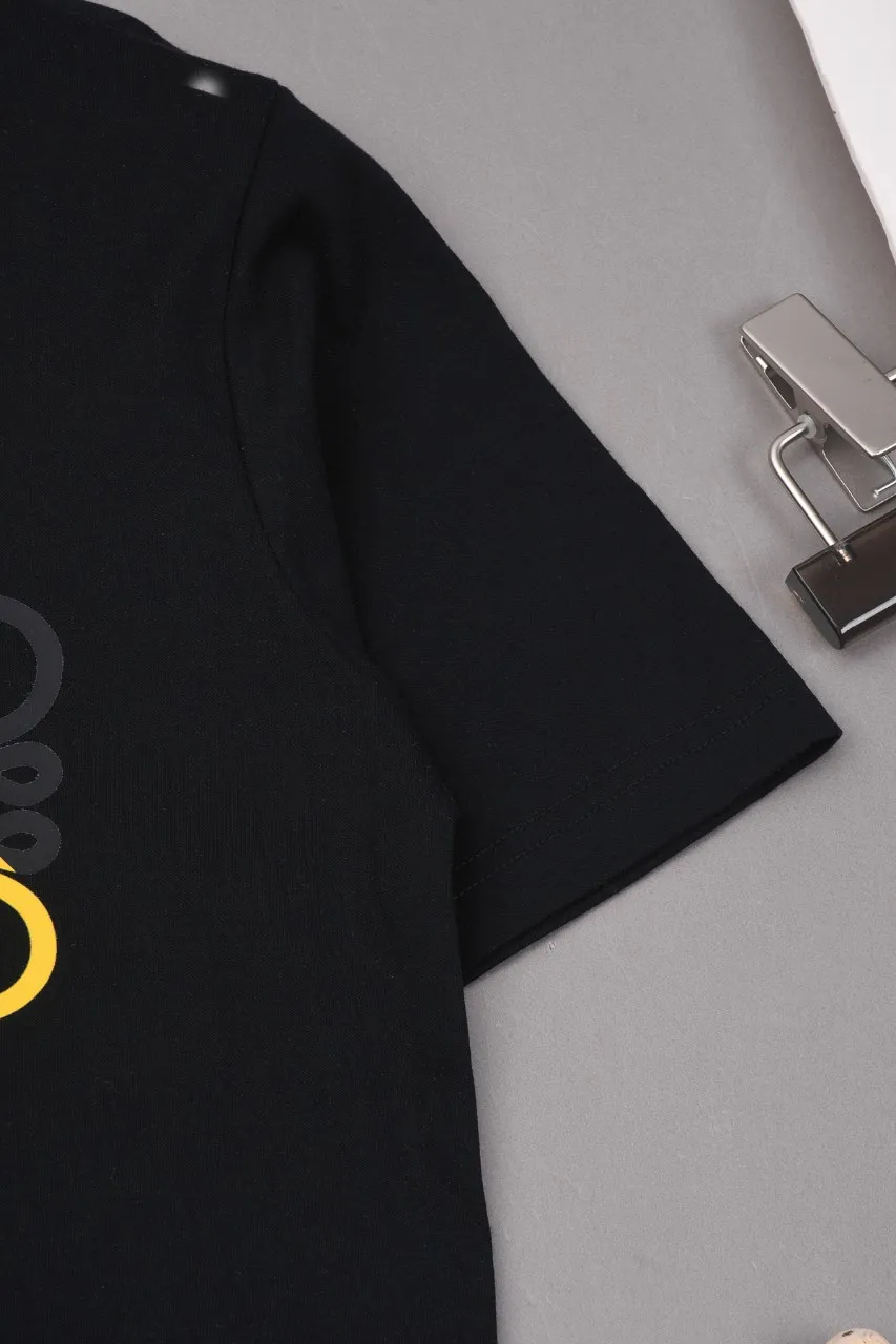 ロエウエ黒プリント半袖Tシャツ新作 - 画像 (4)