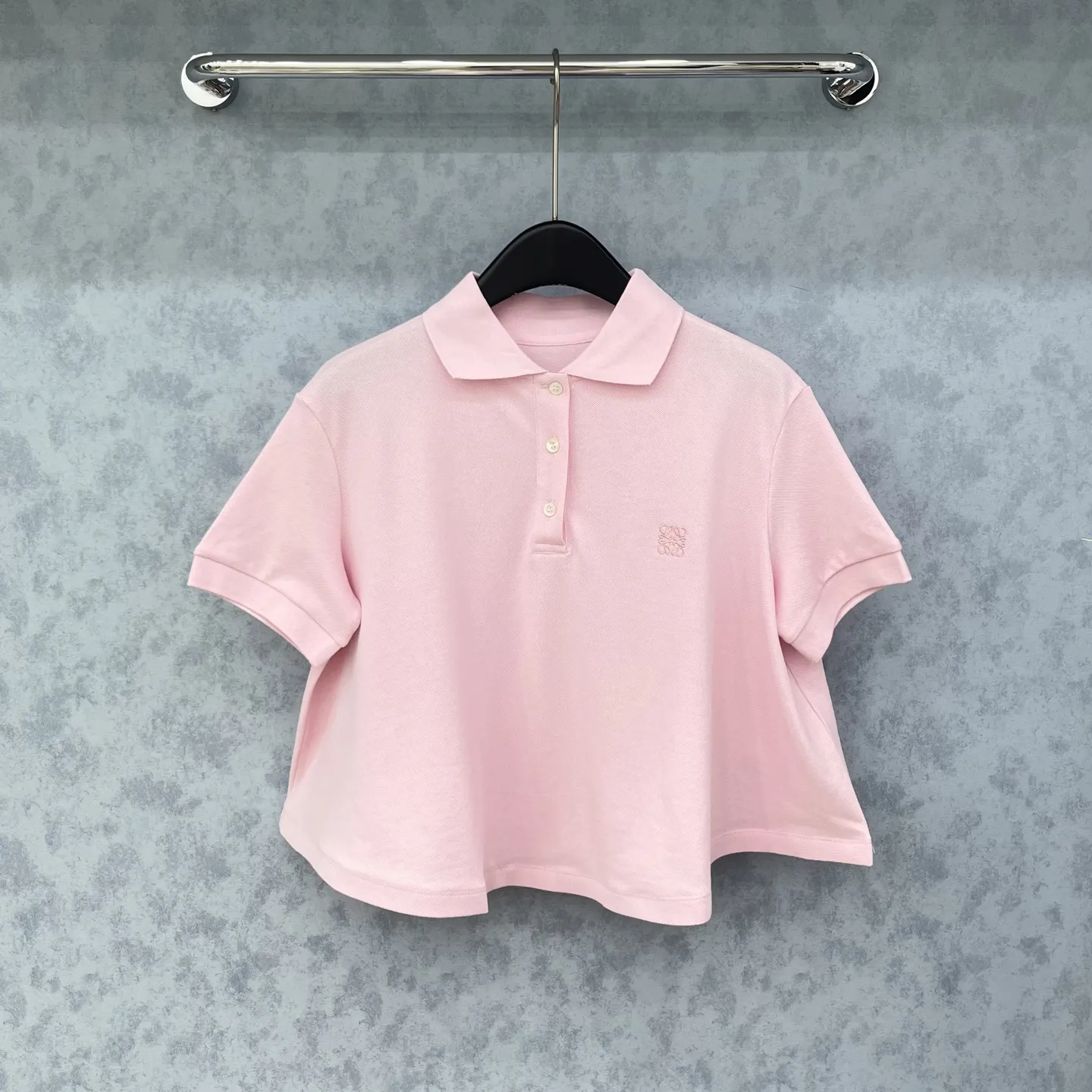 Loe*新作ピンク白半袖Tシャツ刺繍デザイン - 画像 (5)