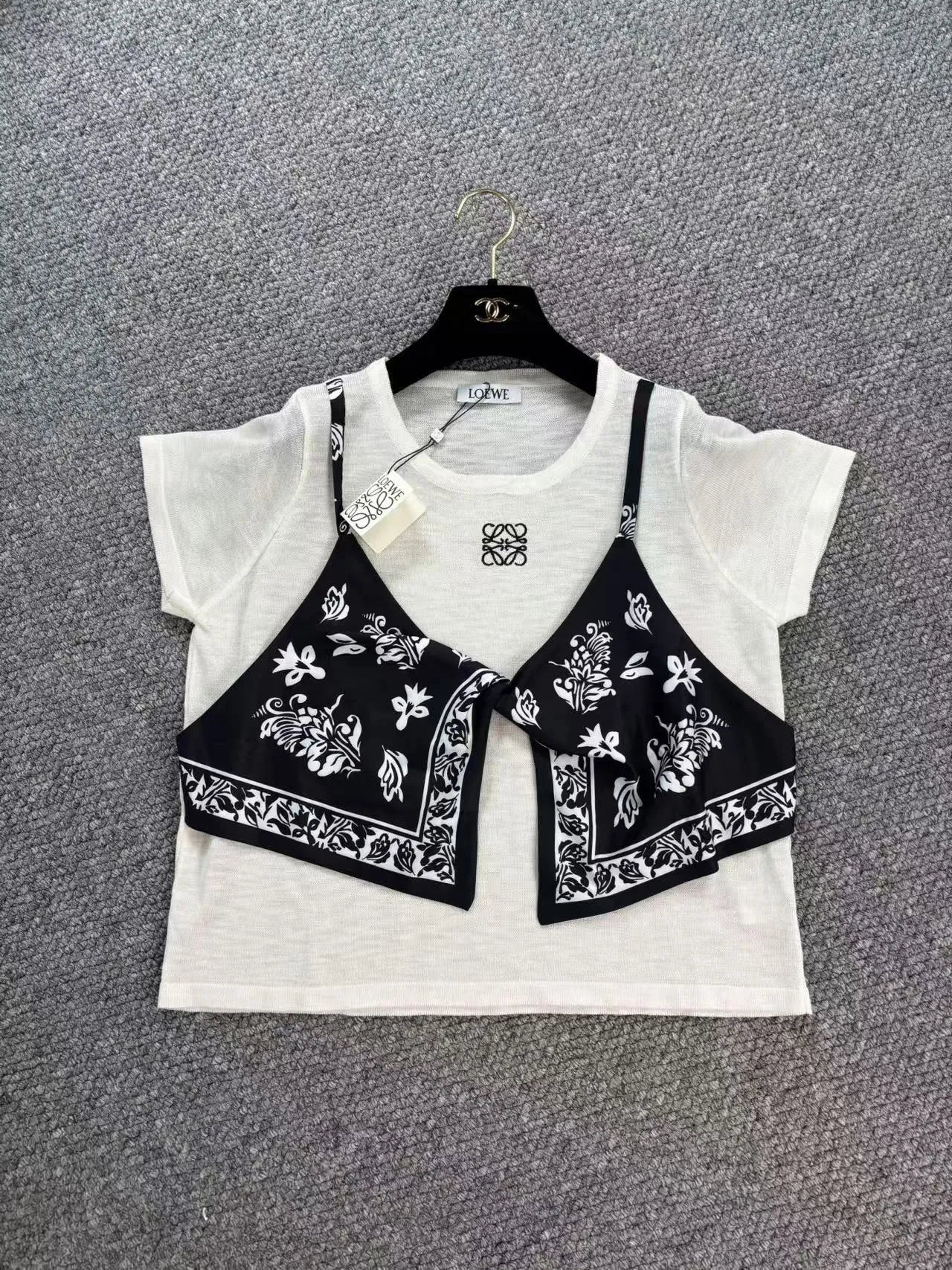 ロエベ新作黒偽2ピース半袖Tシャツ