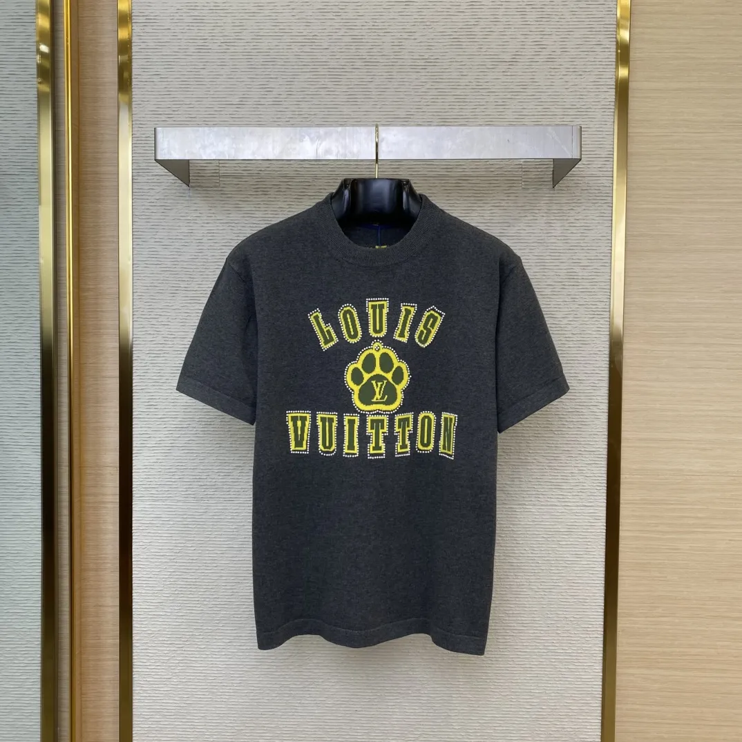 LOUIS VUITTON黒編み物半袖Tシャツ