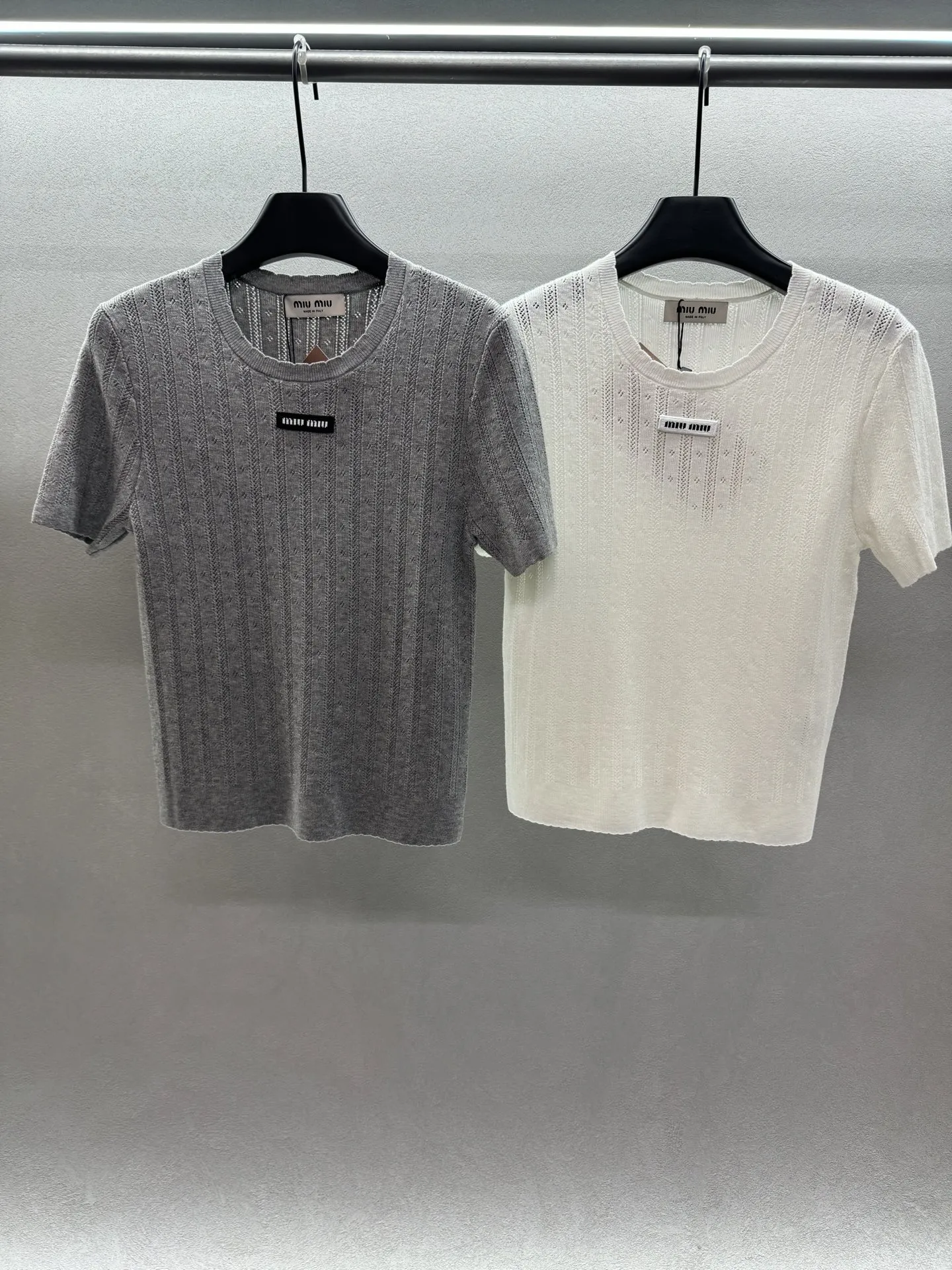 Miu Miu レースカラー半袖編み物トップス