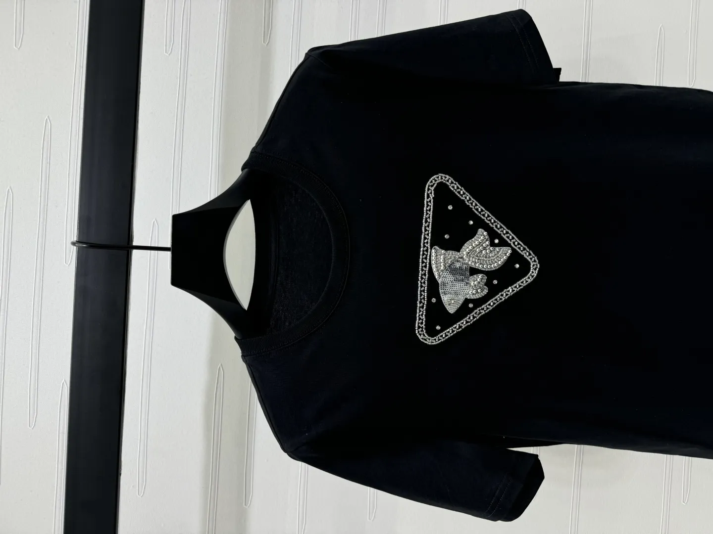 Prada新作黒半袖Tシャツトライアングルロゴ - 画像 (5)