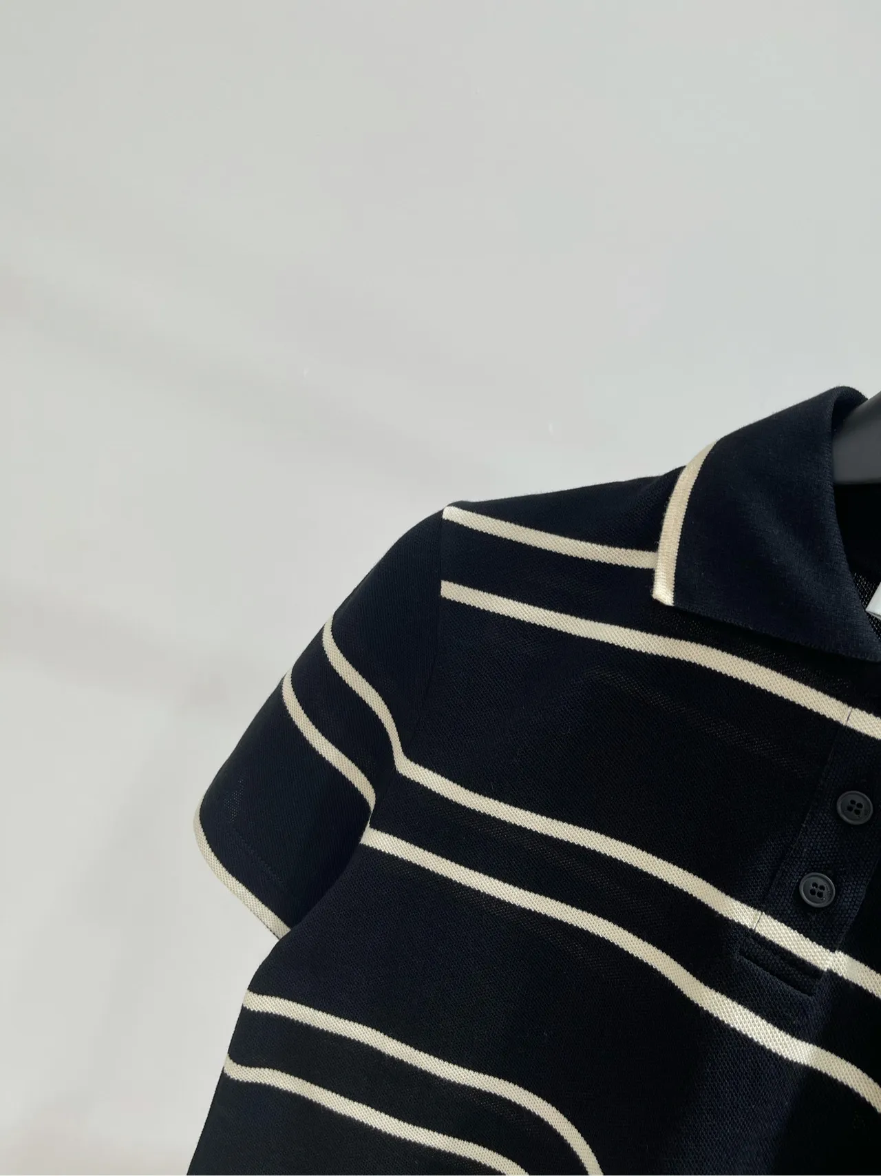 Yves Saint Laurent 米黒ストライプポロ半袖Tシャツ - 画像 (4)