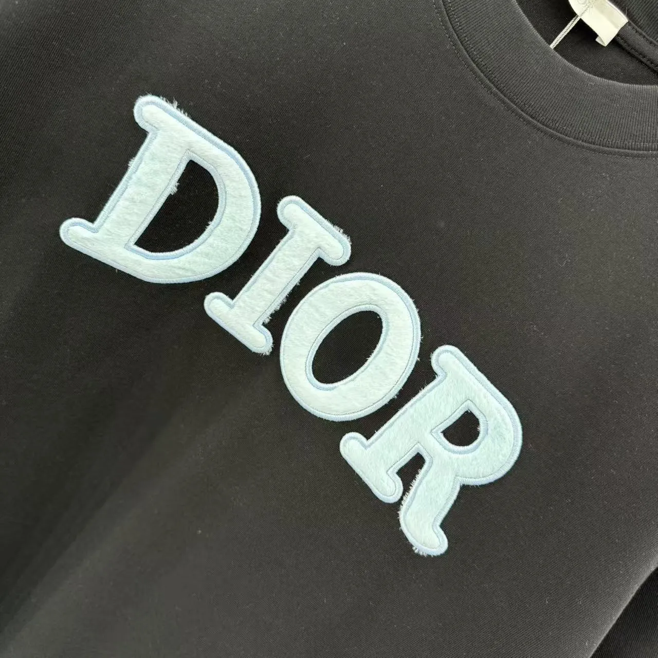 Christian Dior 2025秋冬新款黒色刺繍ロゴTシャツ - 画像 (7)