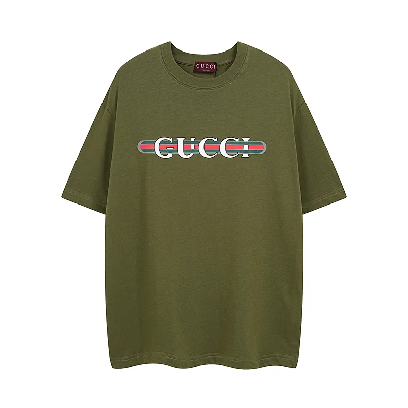 GUCCI 2025春夏 オリーブグリーン クラシックプリントTシャツ