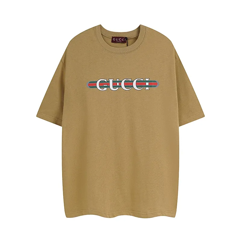 GUCCI 2024春夏 カーキ クラシックプリントTシャツ