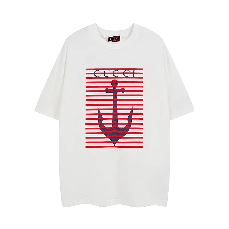 Gucci 船锚印花Tシャツ 米白色 ストライプデザイン
