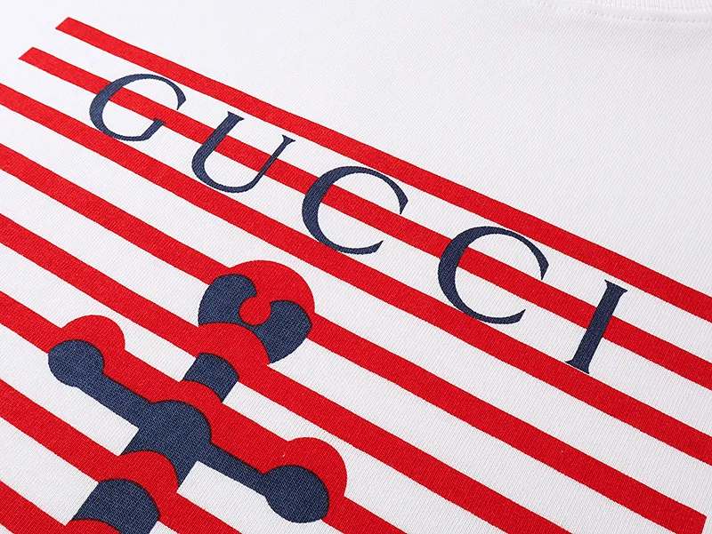 Gucci 船锚印花Tシャツ 米白色 ストライプデザイン - 画像 (5)