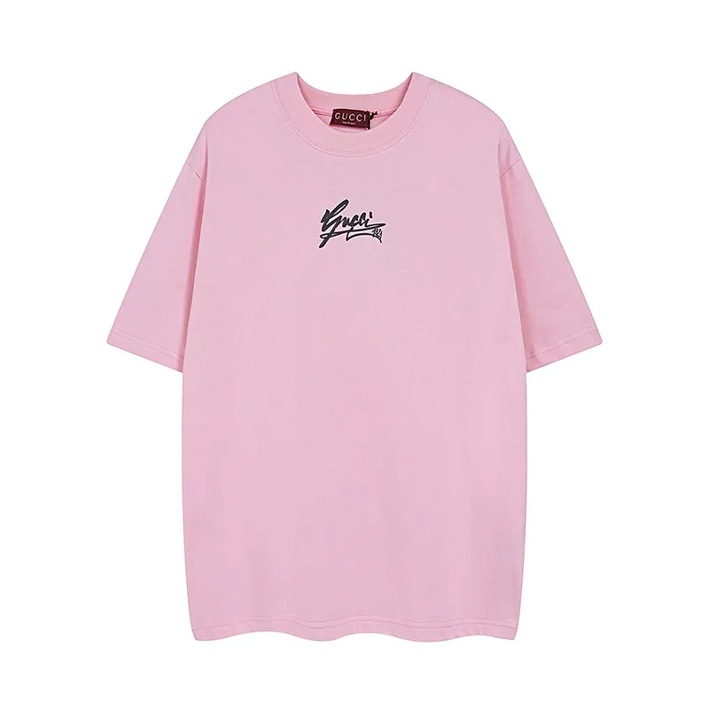 Gucci ピンク ロゴプリントTシャツ