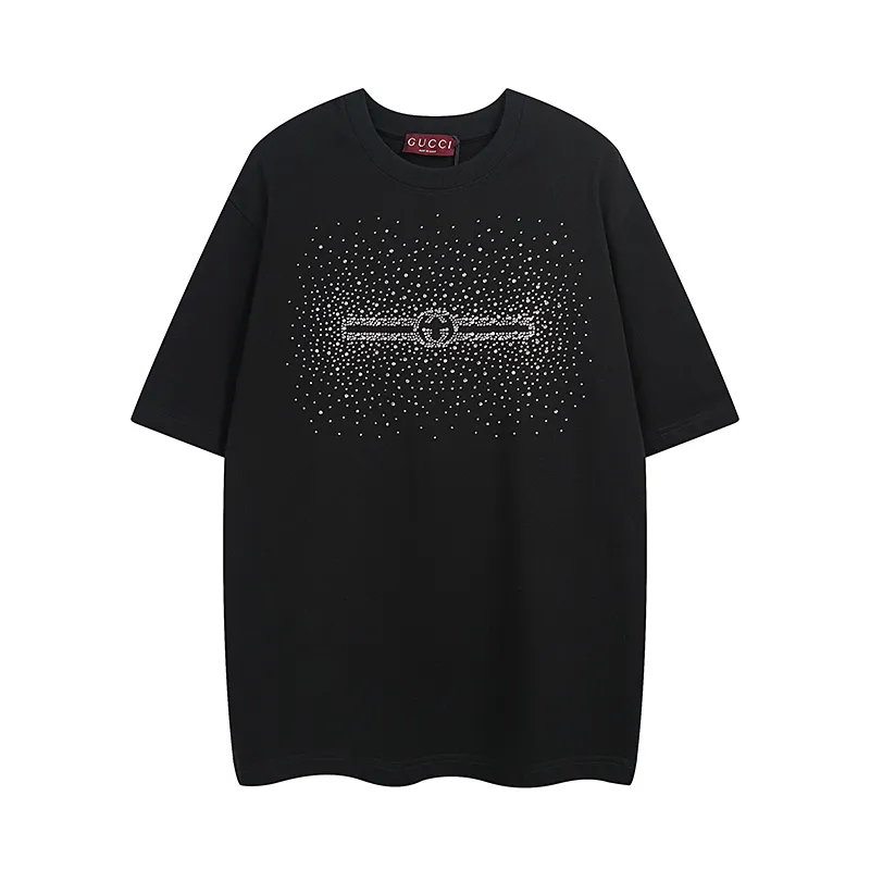 GUCCI 2025春夏 黒 クリスタル付きTシャツ