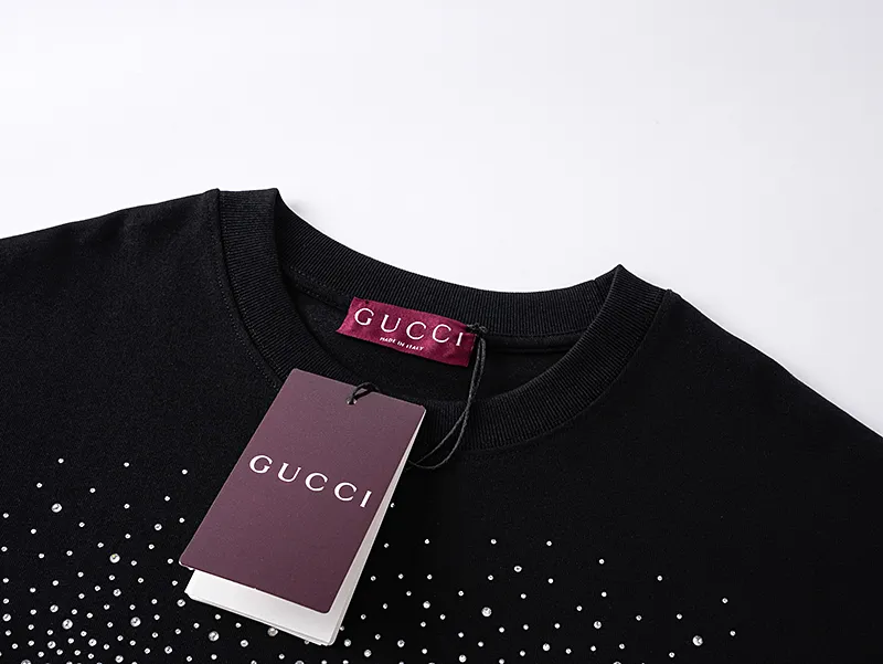 GUCCI 2025春夏 黒 クリスタル付きTシャツ - 画像 (4)