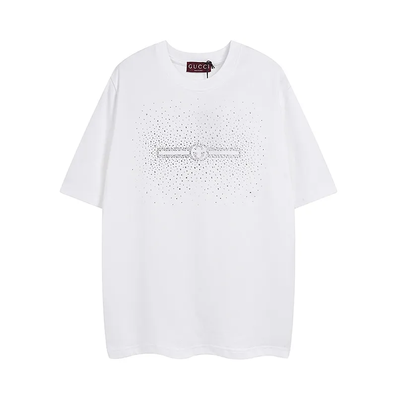 GUCCI 2025年春夏 オフホワイト ラインストーン 半袖Tシャツ