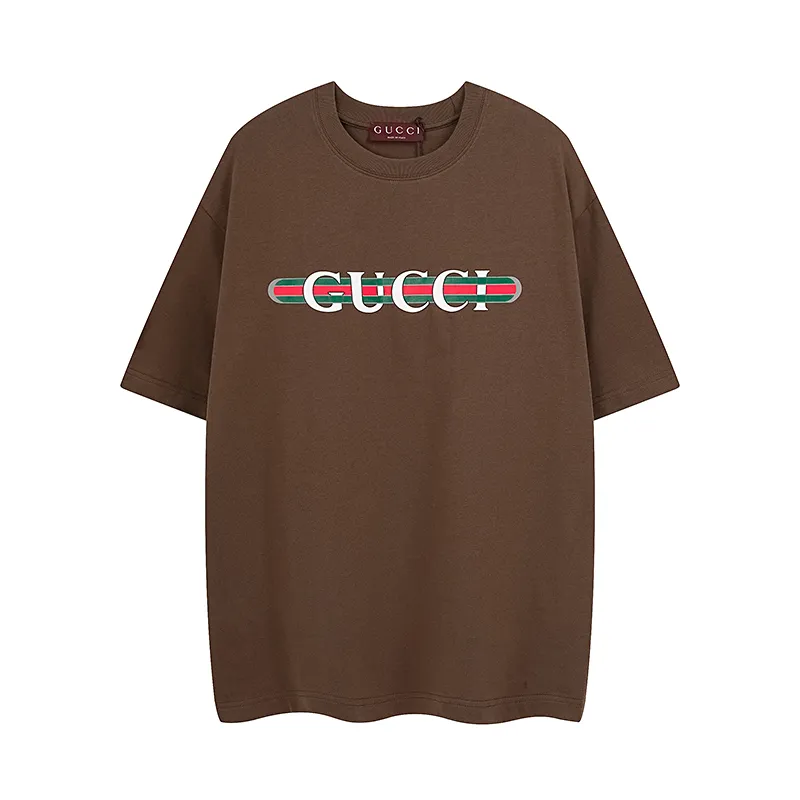 GUCCI 2025 春夏 ブラウン クラシックプリント Tシャツ