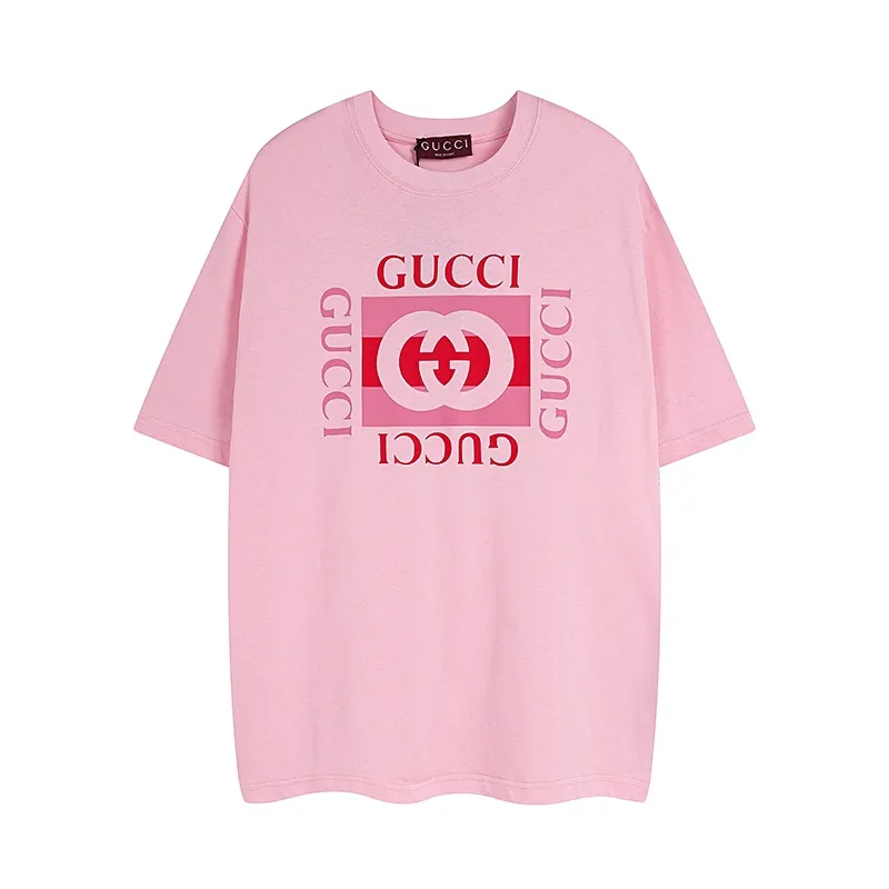 GUCCI ピンク クラシックロゴTシャツ
