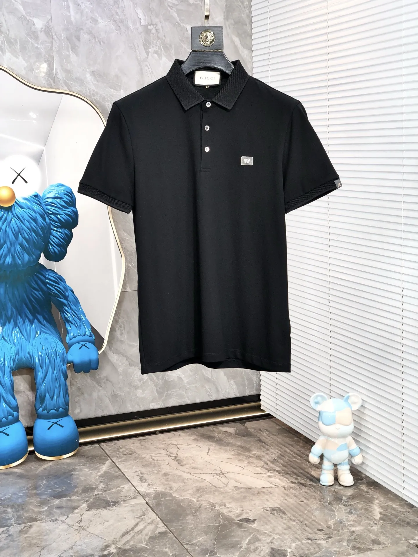 Gucci 2025春夏新款黒ポロシャツ