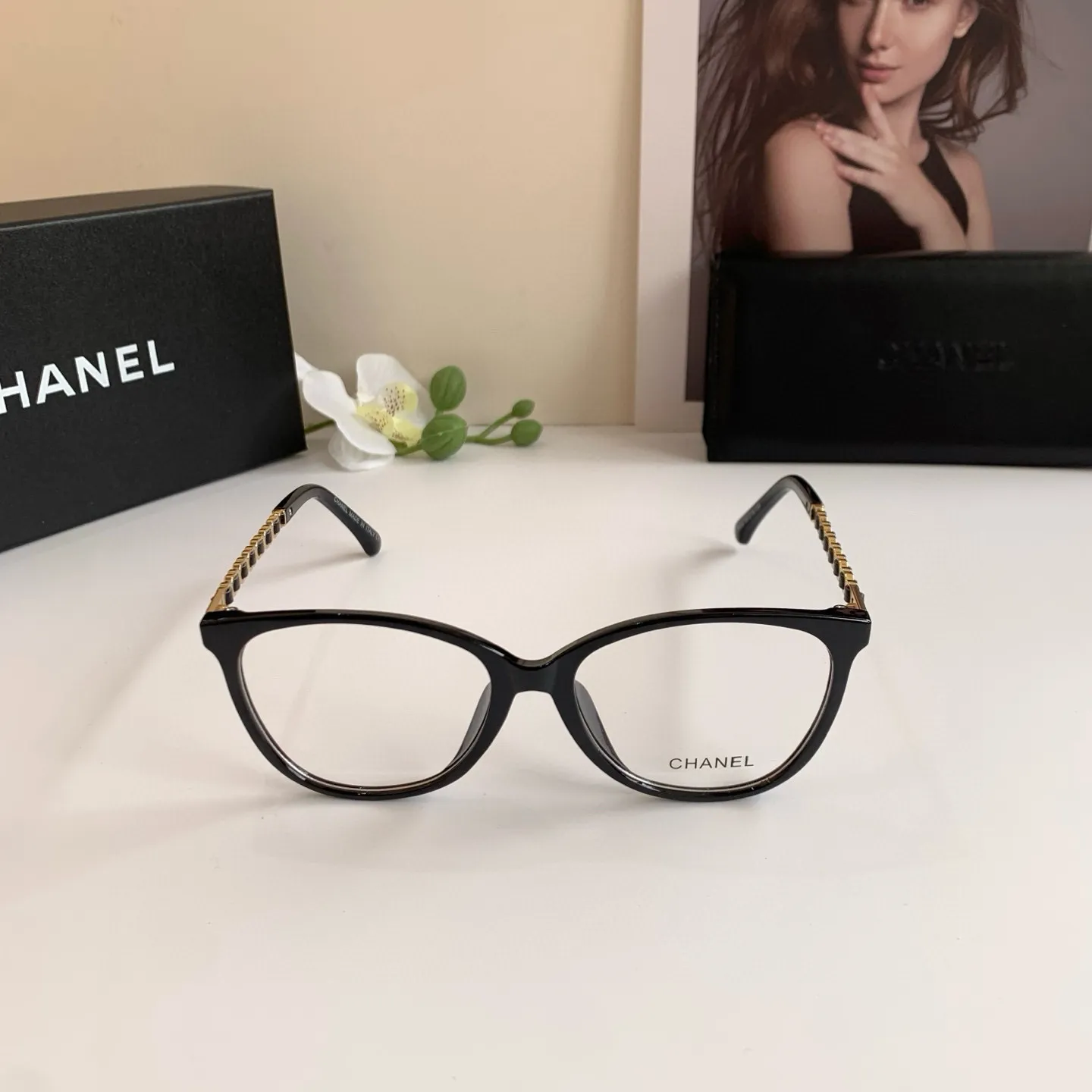 CHANEL新作黒ブルーライトカット眼鏡スクエアフレーム - 画像 (5)