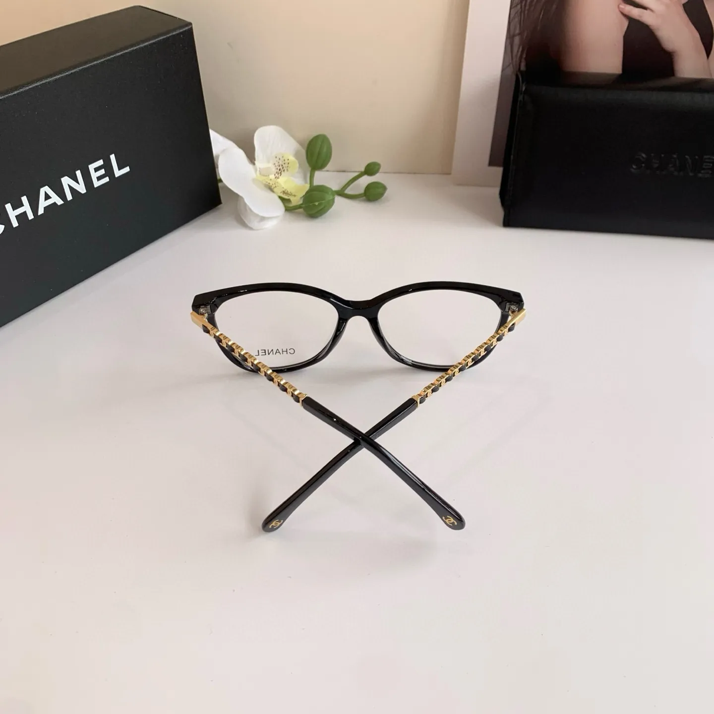 CHANEL新作黒ブルーライトカット眼鏡スクエアフレーム - 画像 (7)