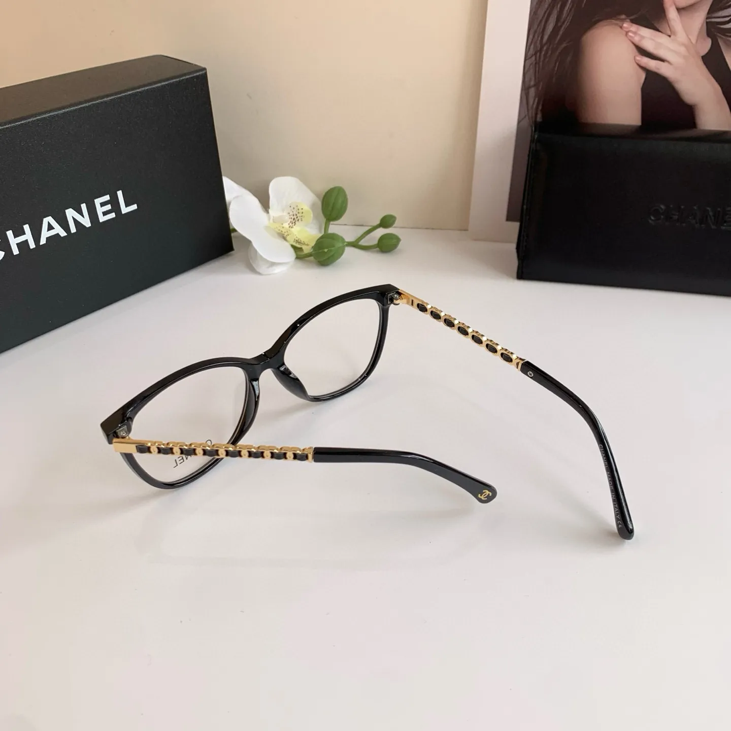 CHANEL新作黒ブルーライトカット眼鏡スクエアフレーム - 画像 (9)