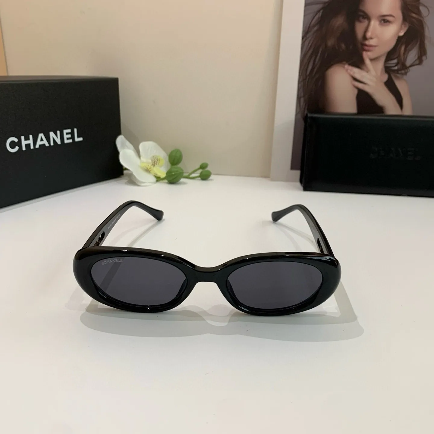 シャネル新作黒サングラスファッションスクエアフレーム - 画像 (5)