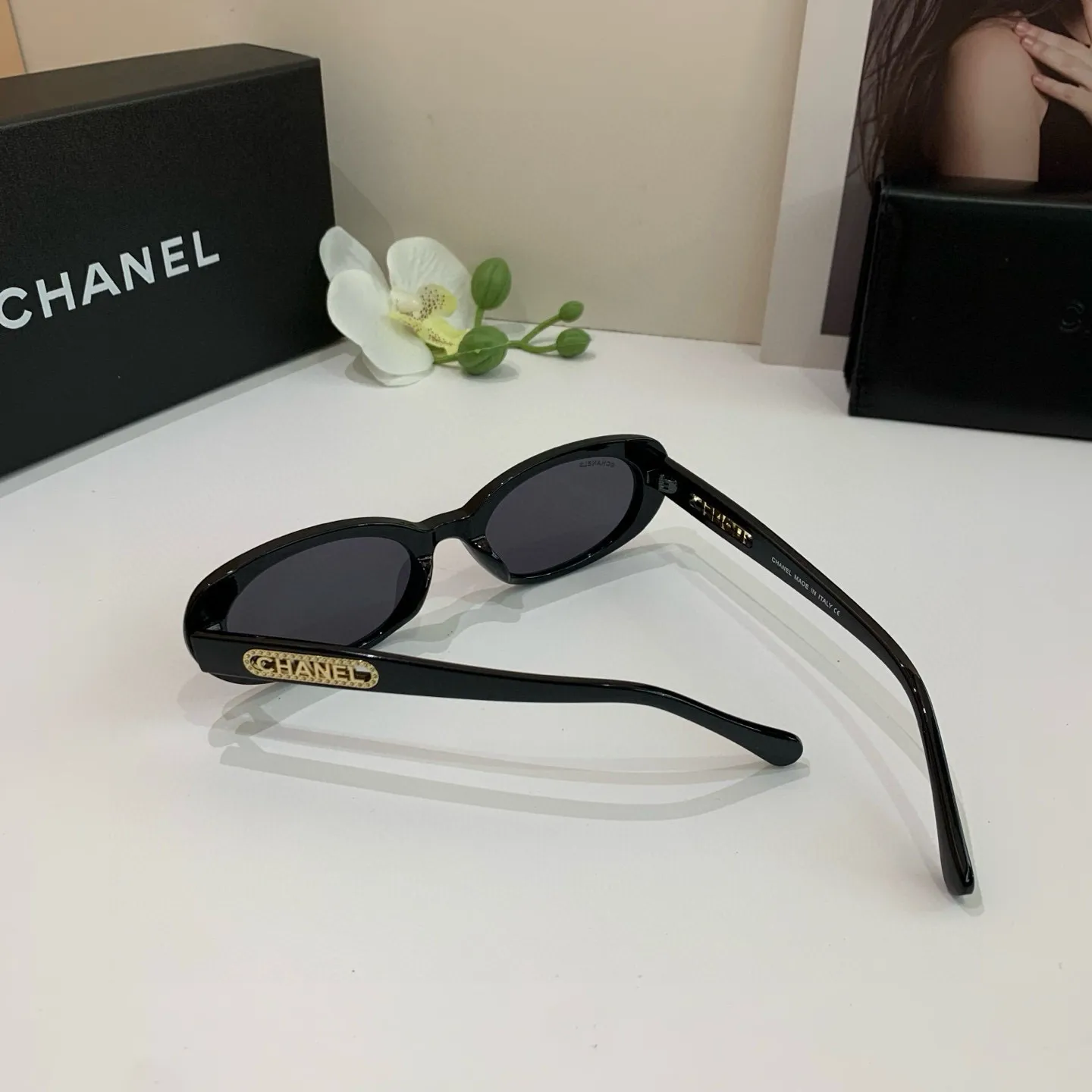 シャネル新作黒サングラスファッションスクエアフレーム - 画像 (7)