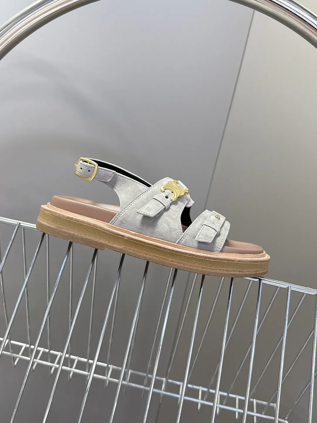 CELINE セリーヌ グレー レトロなローマのスリッパ - 画像 (6)