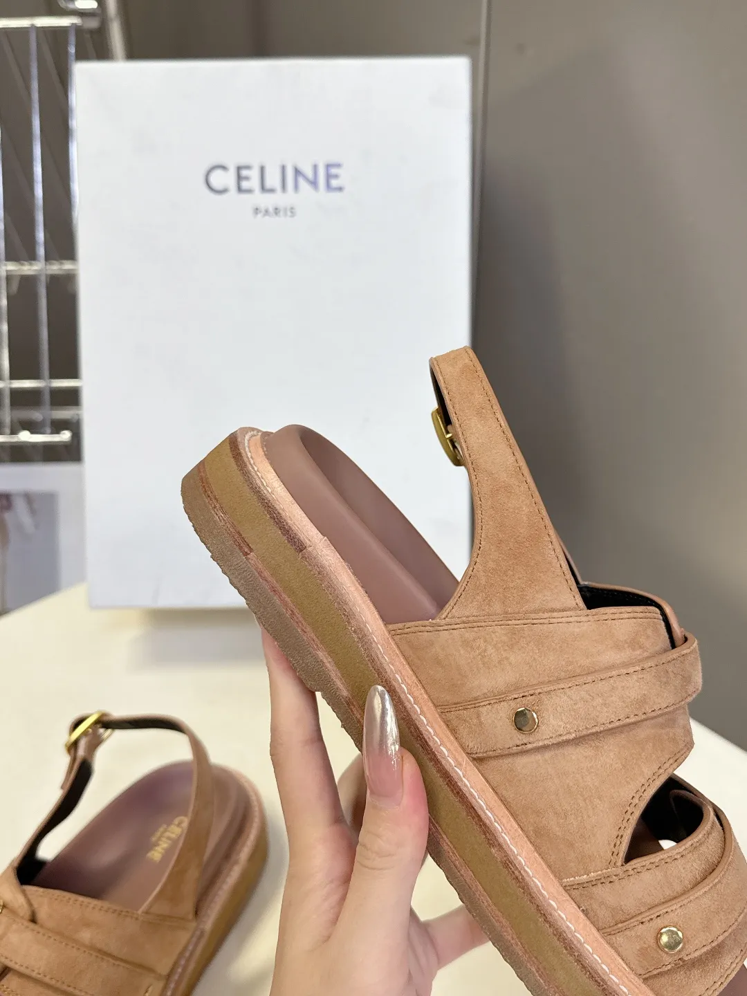 CELINE セリーヌ ベージュ レトロなローマのスリッパ - 画像 (9)