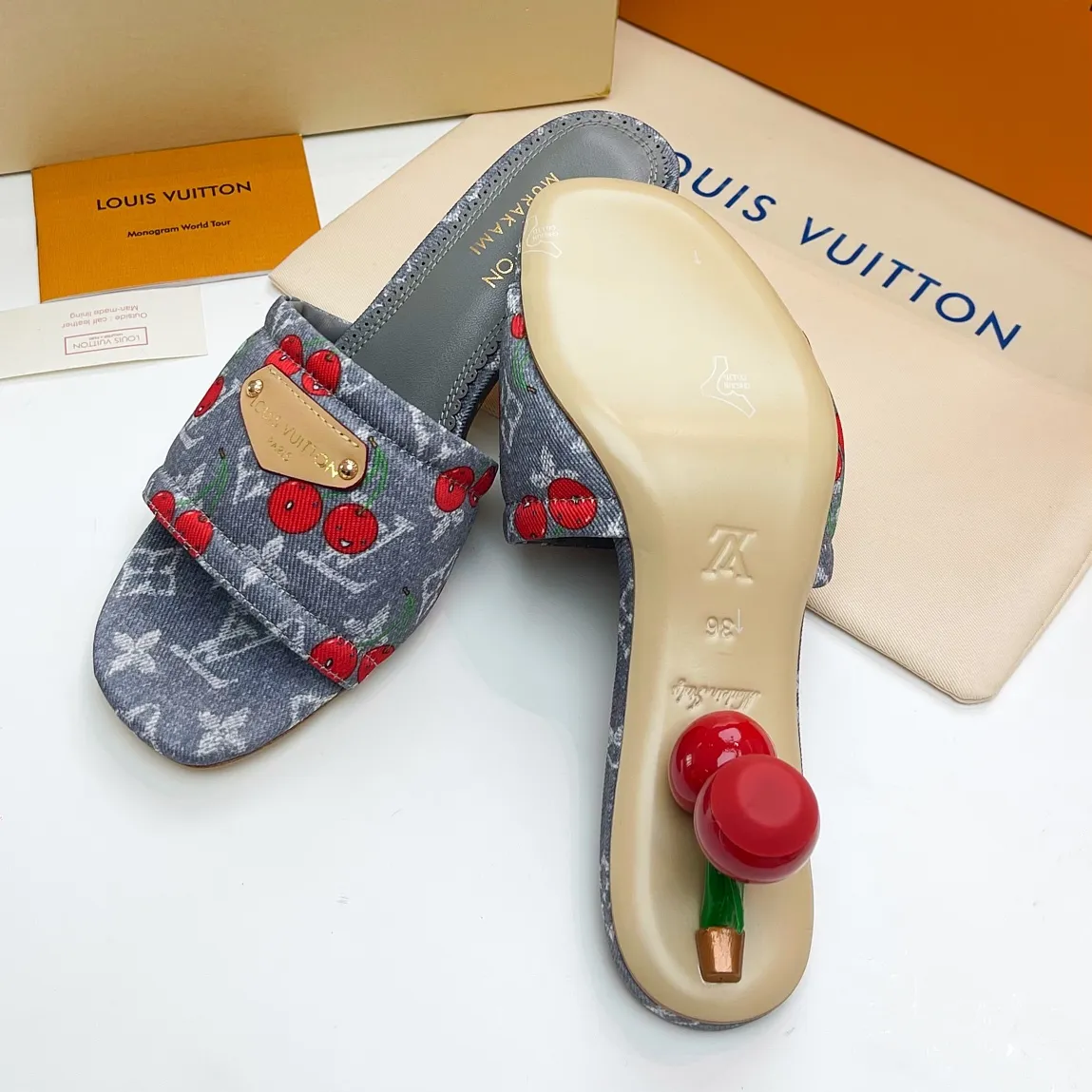 LOUIS VUITTON 村上隆桜スリッパ 5.5CMミュール - 画像 (10)